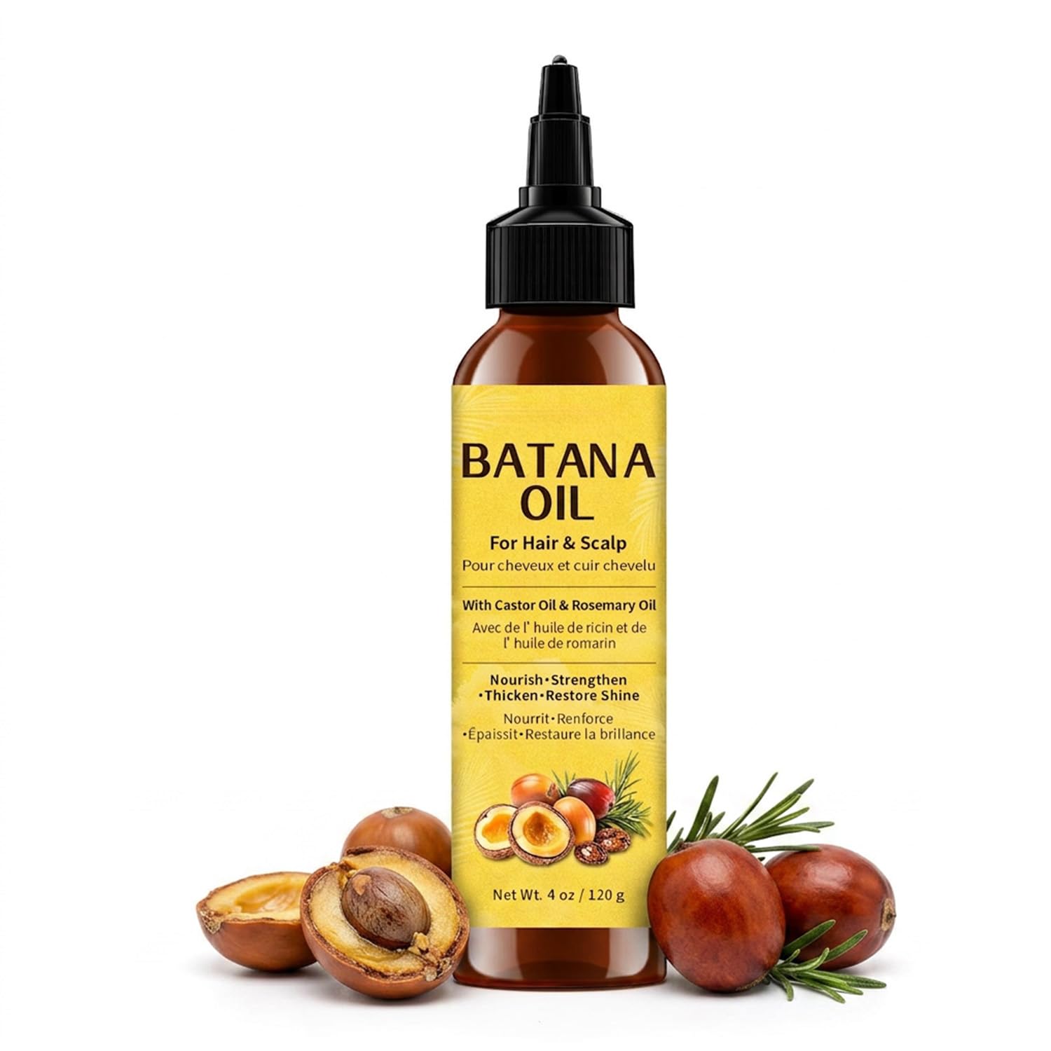 Batana Oil for Hair Growth with Rosemary & Castor Seed Oil for Women & Men