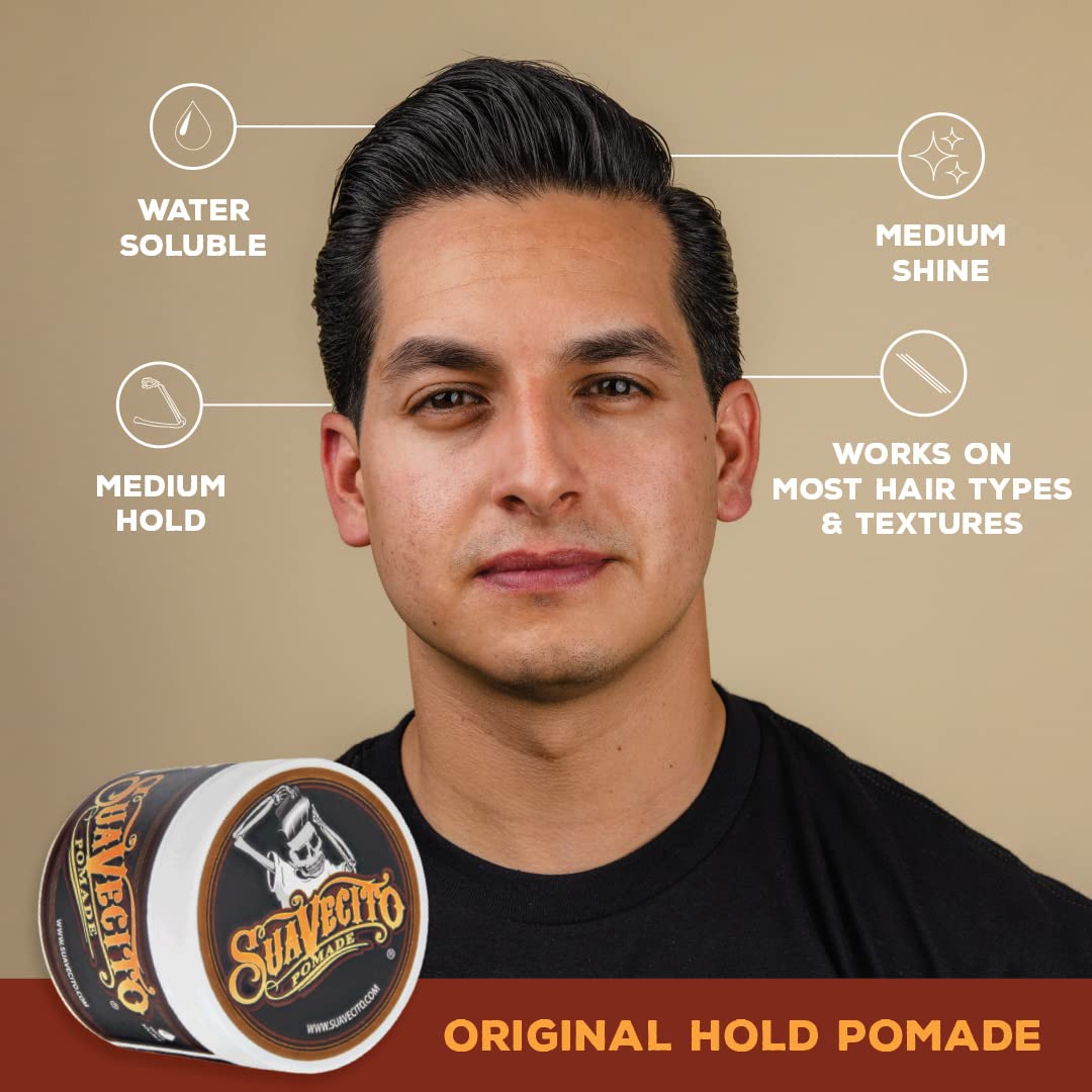 Suavecito Pomade Original Hold 4 Oz, 3 Pack - Medium Hold Hair Pomade For Men - Medium Shine Water Based Wax Like Flake Free Hai