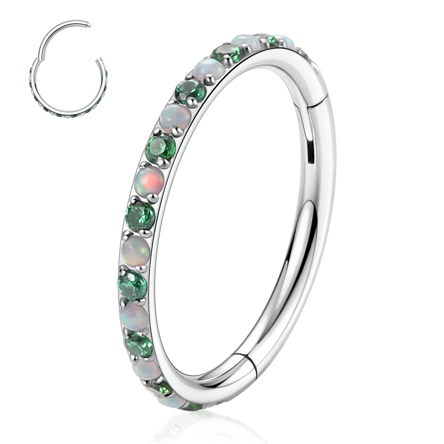 FUNLMO 16G Cartilage Earring Septum Jewelry Nose Ring Hoop Daith Tragus Helix Piercing Jewelry 8mm Silver