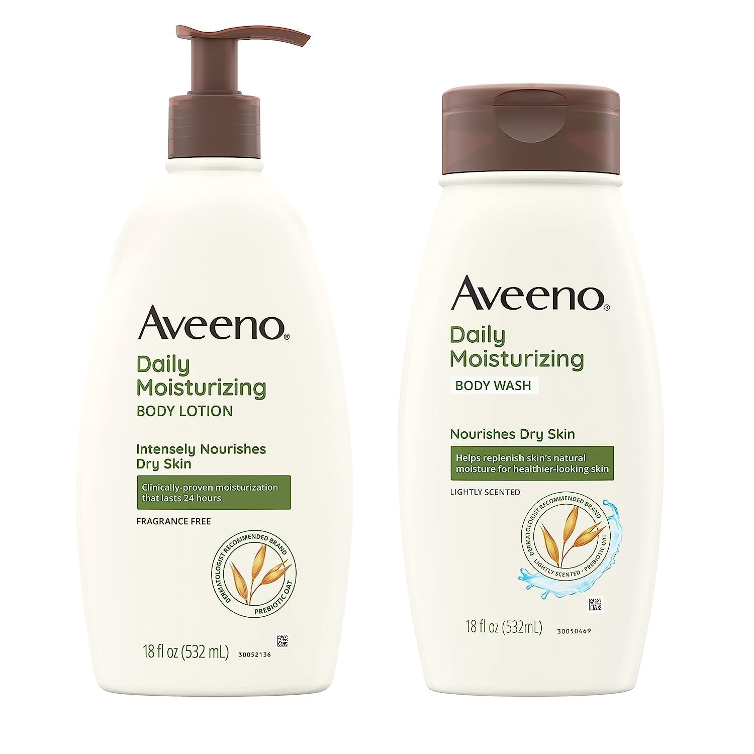 Aveeno Daily Moisturizing Lotion & Wash Regimen Pack, Nourishing Daily Moisturizing Body Lotion For Dry Skin, 18 Oz, & Hydrating