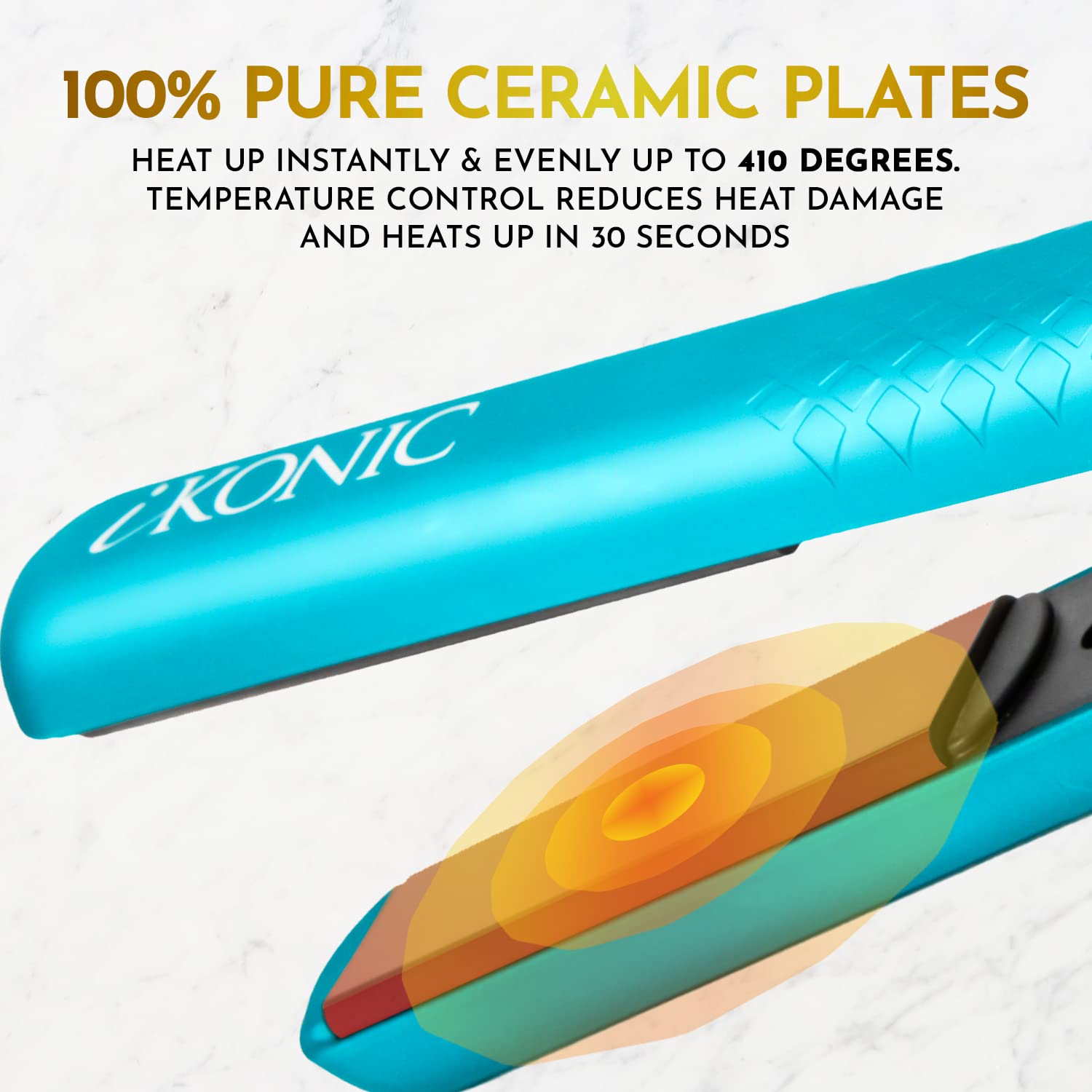 iKonic 100% Pure Ceramic Flat Iron, All in One Hair Curling Straightener, 1.25 Inch with Floating Plates, Infrared Technology, A