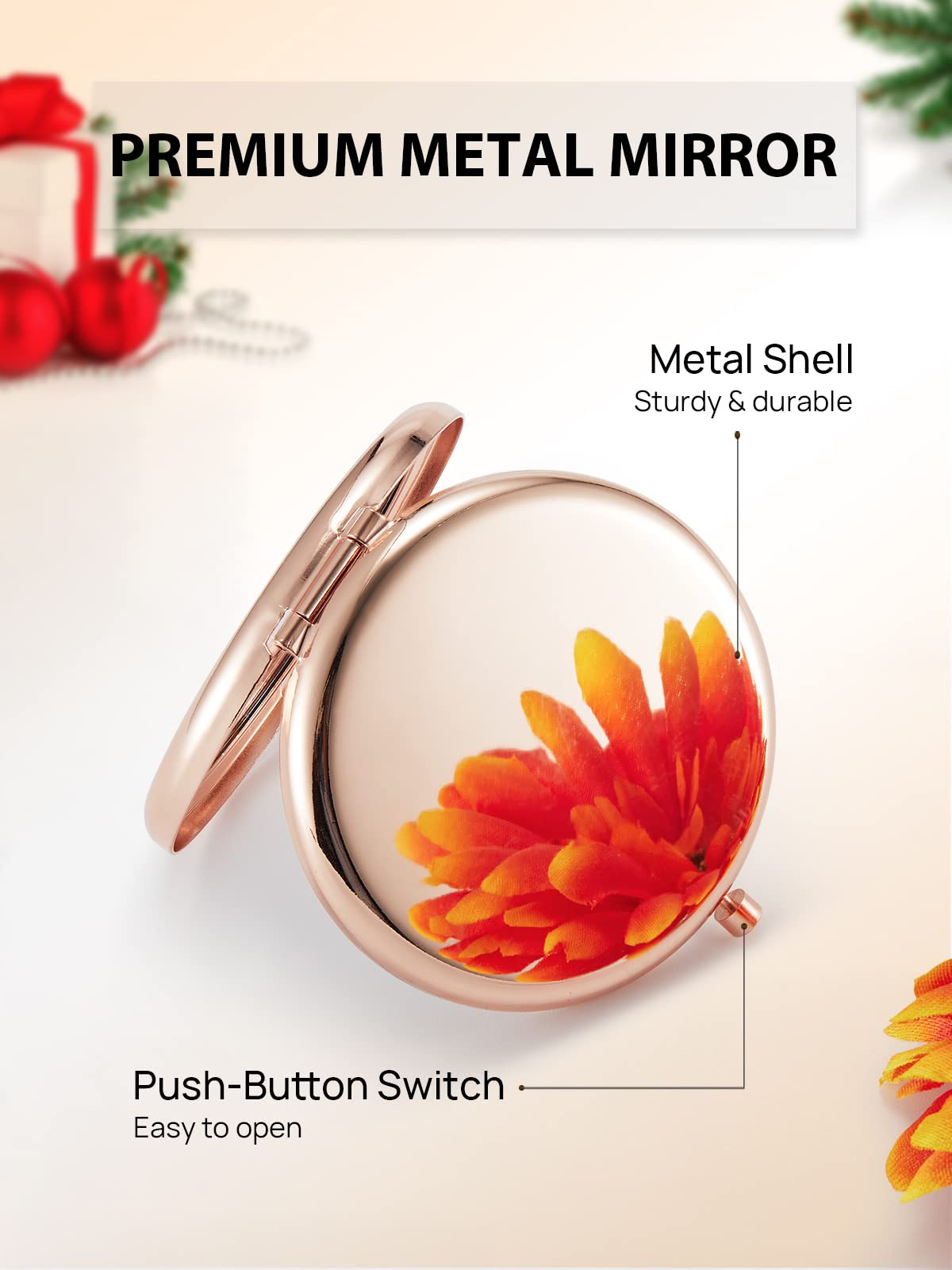 Getinbulk Compact Mirror Bulk, Set Of 2 Double-Sided 1X/2X Magnifying Purse Pocket Makeup Mirrors(Round, Rose Gold And Silver)