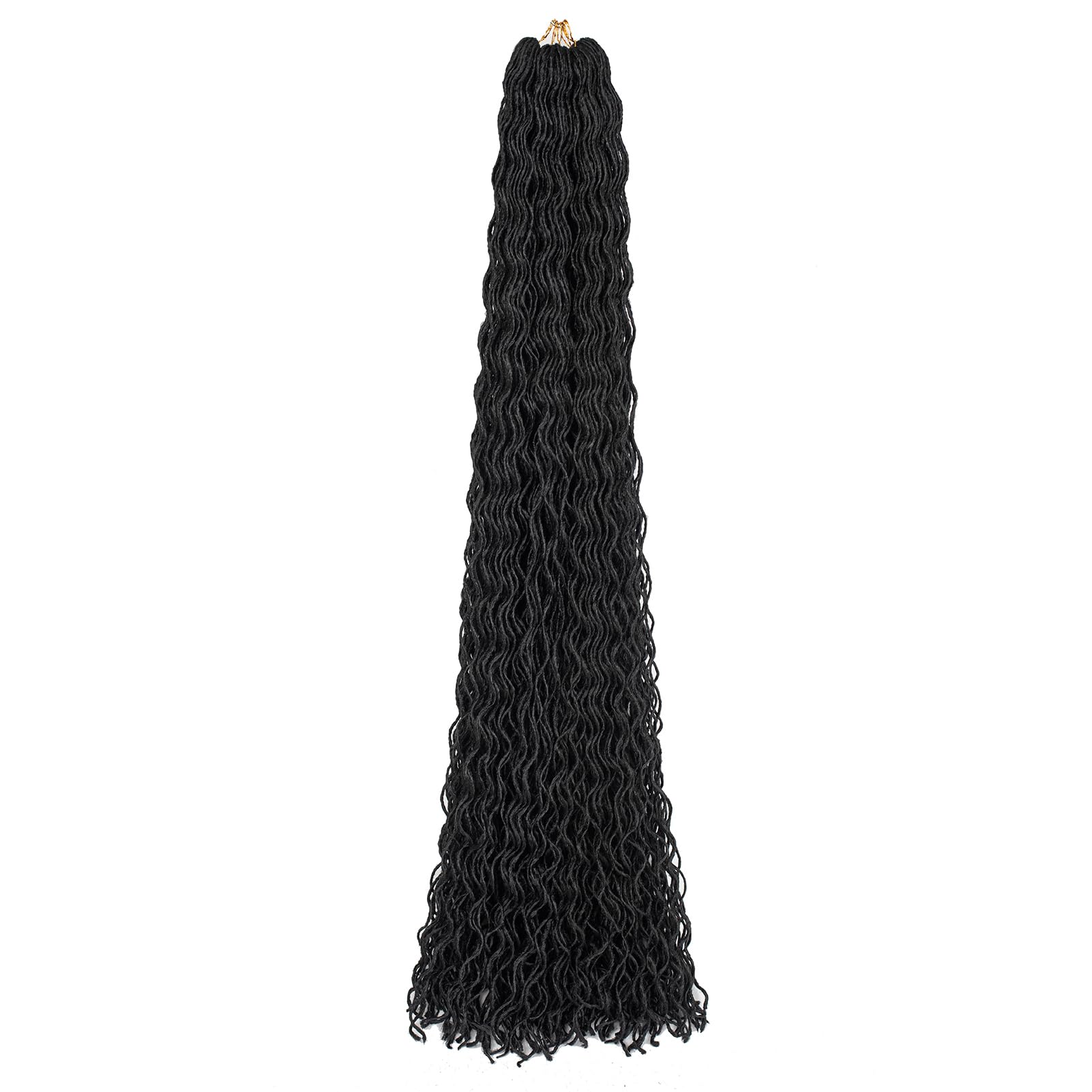Guohui Micro Water Waves Braids, Thin Wavy Dreadlocks Extension Color Jet Black 34 Inch 5 Packs Mini Locs (34   ,1#)