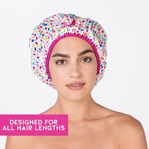 Reusable Shower Cap & Bath Cap & Lined, Oversized Waterproof Shower Caps Large Designed For All Hair Lengths With Peva Lining &