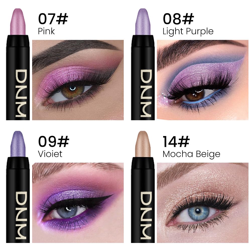 Amy'S Diary Eyeshadow Pencil Cream Stick 4Pcs Set, Eye Eyeshadow Waterproof Pearl Pink Purple Mocha Beige Shimmer Metallic Eyesh