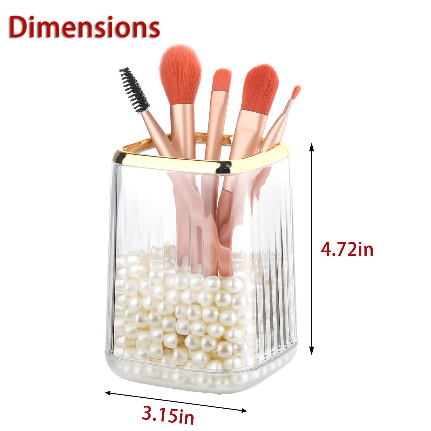RAMFIYN Gold Clear Makeup Brush Holder, Vintage Cosmetic Beauty Organizers Cup for Vanity, Lip Pencil Holder Vintage Lipstick Ho