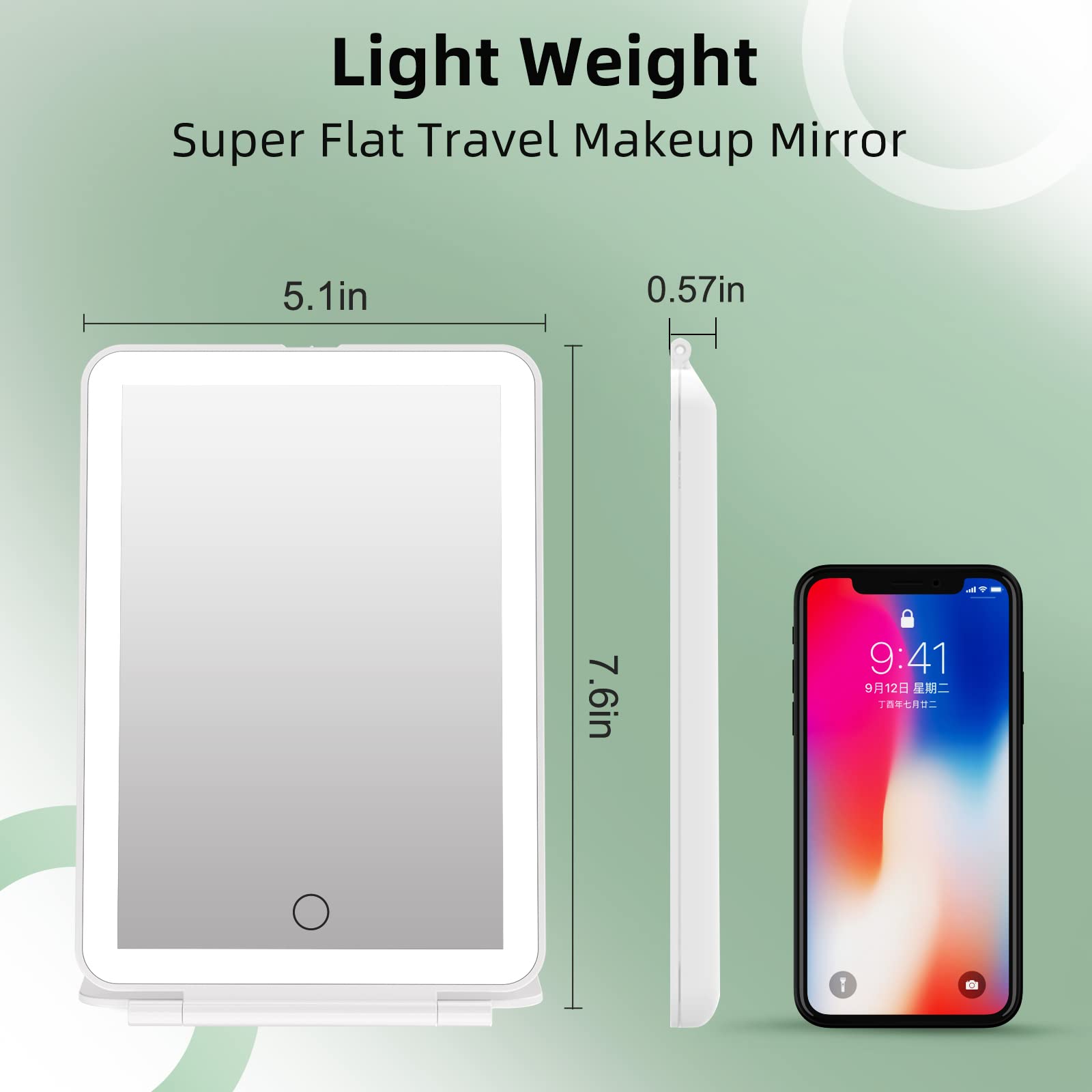 FUNTOUCH Rechargeable Travel Makeup Vanity Mirror with 72 LED Lights, Portable Lighted Beauty Mirror, 3 Lighting Modes, Dimmable