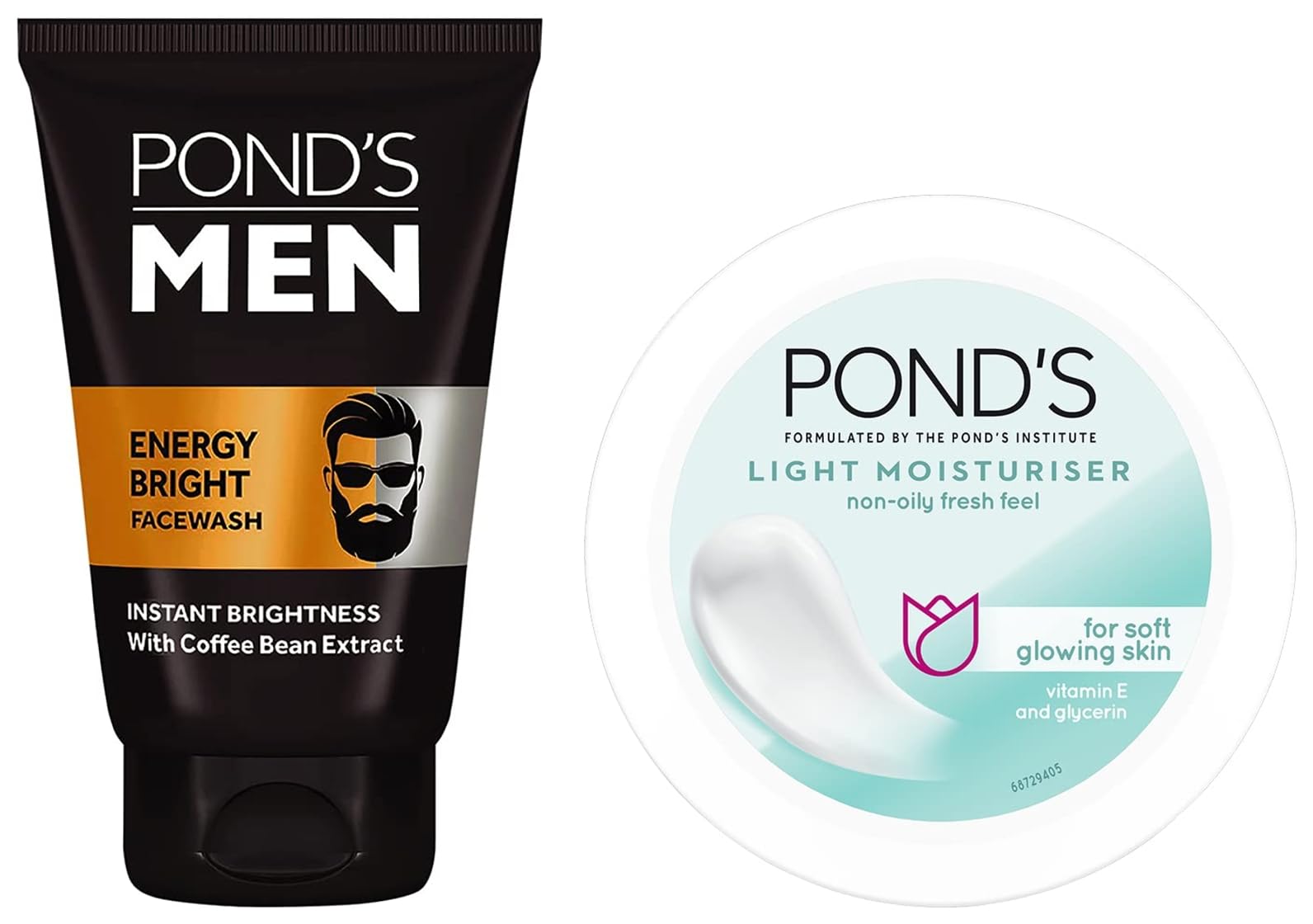 PondS Light Cream Moisturiser 100Ml& MenS Energy Bright AntiDullness Facewash With Coffee Bean, 100 G