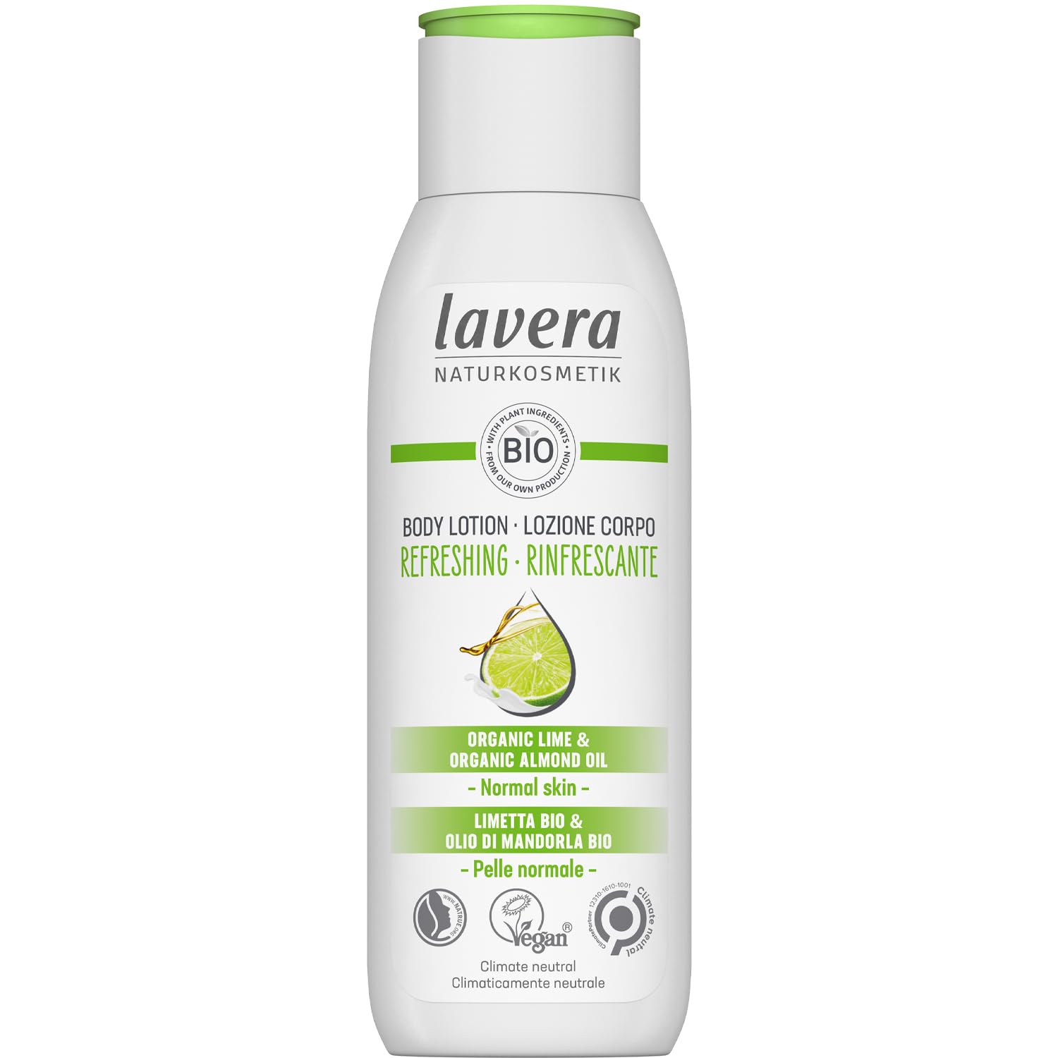 lavera Body Lotion Refreshing - Body Milk with organic lime & almond oil fragrance - body milk for normal skin - PETA certified 