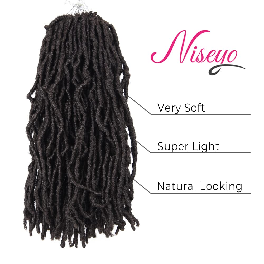 Niseyo 12 Inch New Faux Locs Crochet Hair 6 Packs Short Pre-looped Soft Locs Crochet Braids (12 Inch, 4#/Brown)