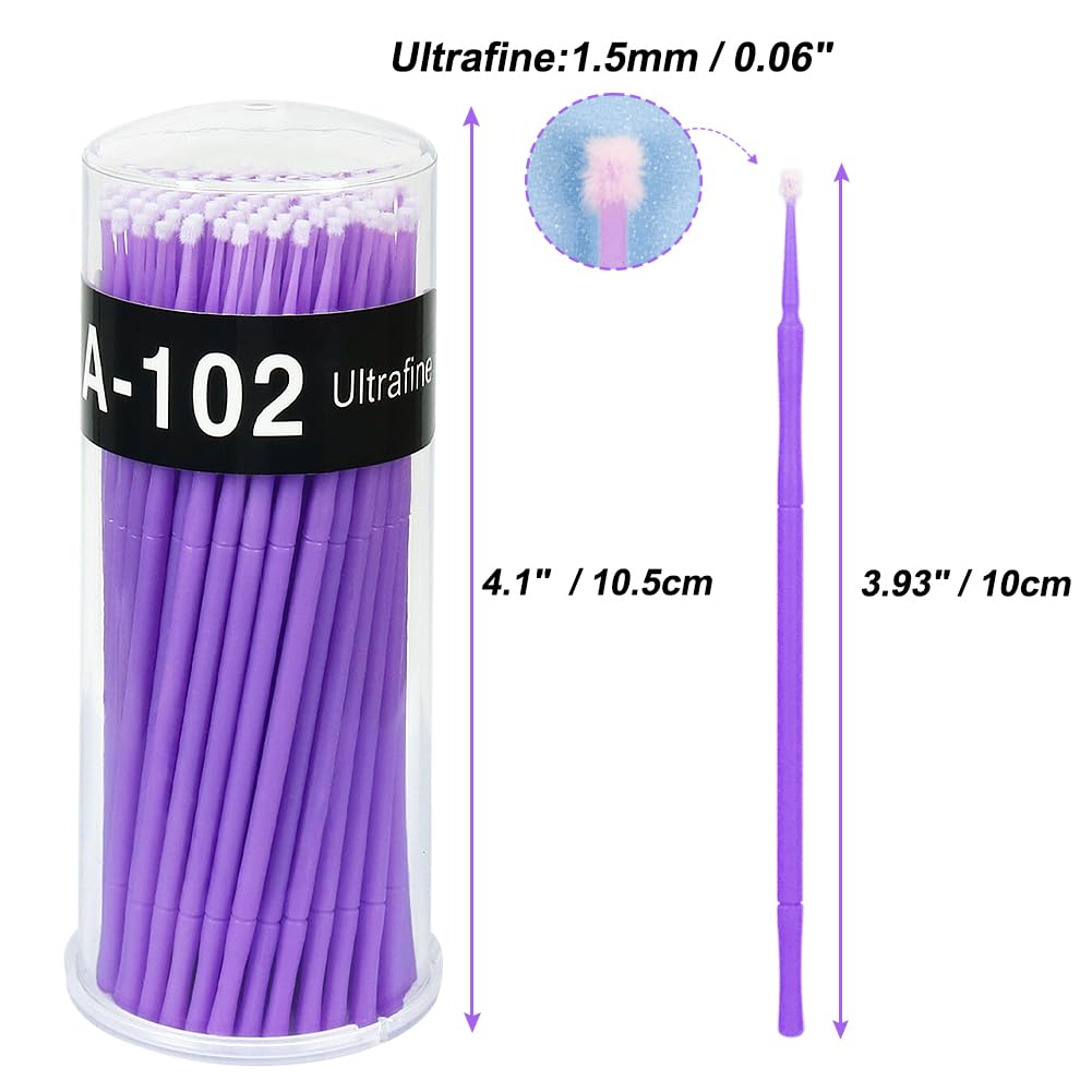 Shintop 400Pcs Disposable Micro Applicator Brushes Great For Dental/Oral/Makeup (Purple, 1.5Mm)