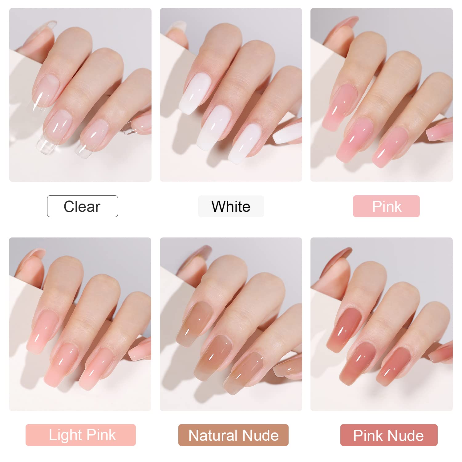 Gaoy Poly Gel Nail Kit With U V Light Starter Kit, 6 Pcs Builder Gel Nail Extension Kit For Beginners With Everything Nail Art D