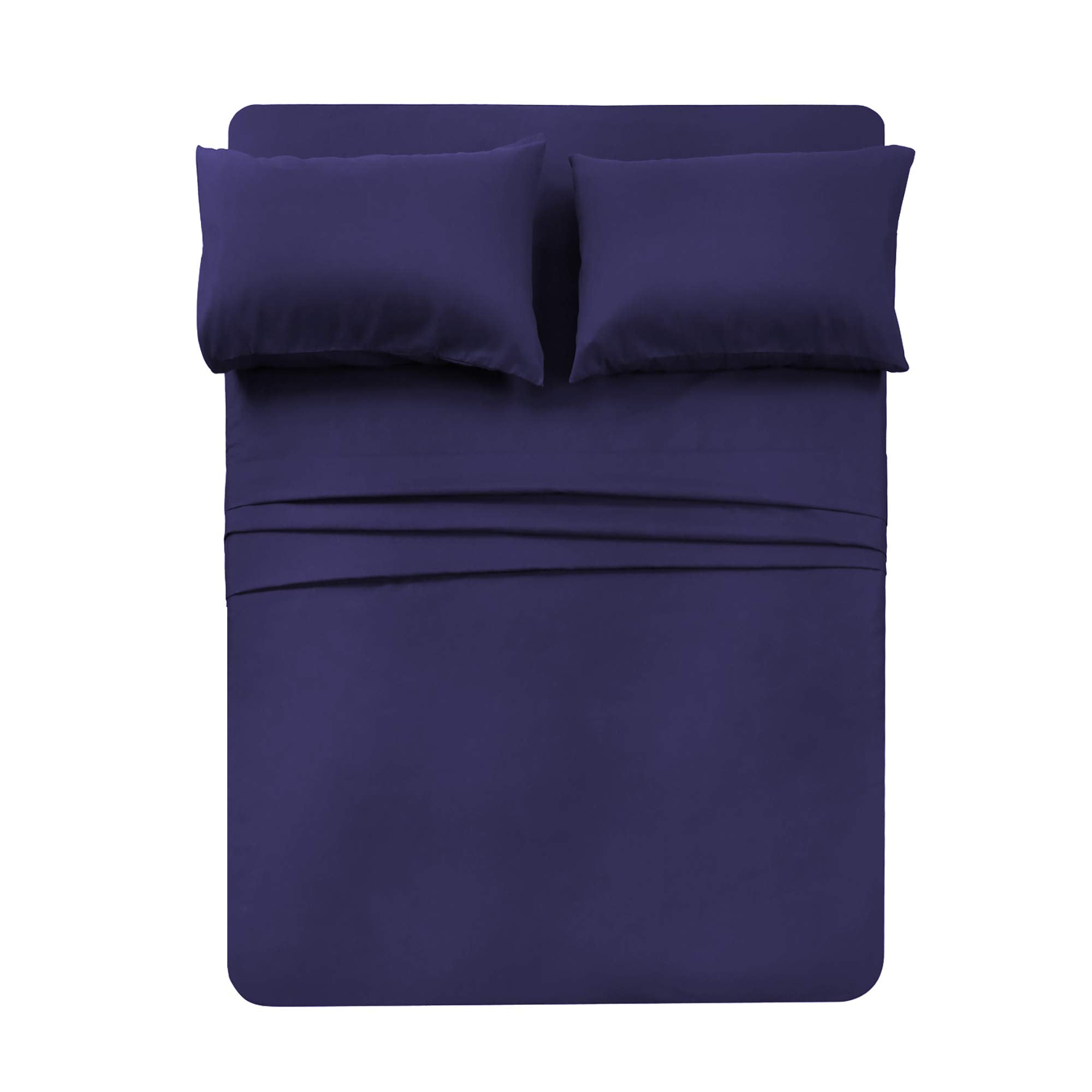 4 Piece Bed Sheet Set (Full,Blue) 1 Flat Sheet,1 Fitted Sheet and 2 Pillow cases,Brushed Microfiber Luxury Bedding with Deep Poc