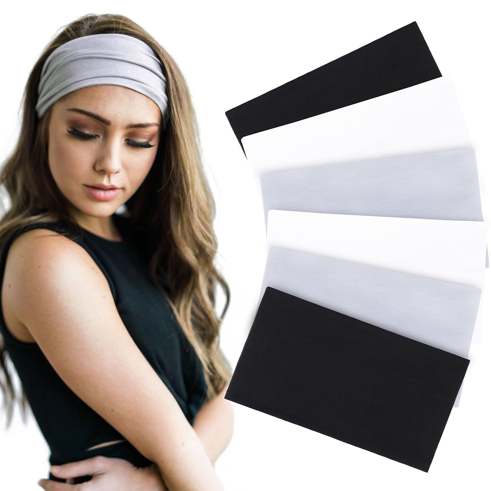 XTREND 6 Pcs Headbands for Women Extra wide Fashion Headband Hair Band Workout Running Sport Non Slip Sweat Turban Girls Accesso