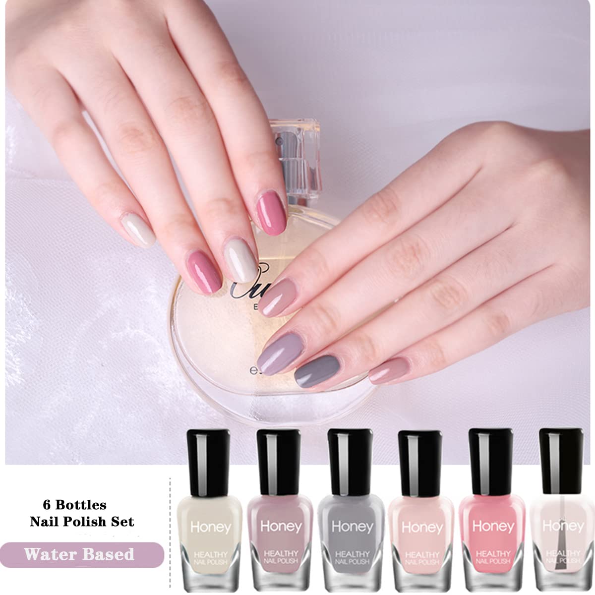 Tophany Non Toxic , Easy Peel Off And Fast Dry Nail Polish Set For Pack, Eco Friendly And Organic Water Based Nail Polish For Wo