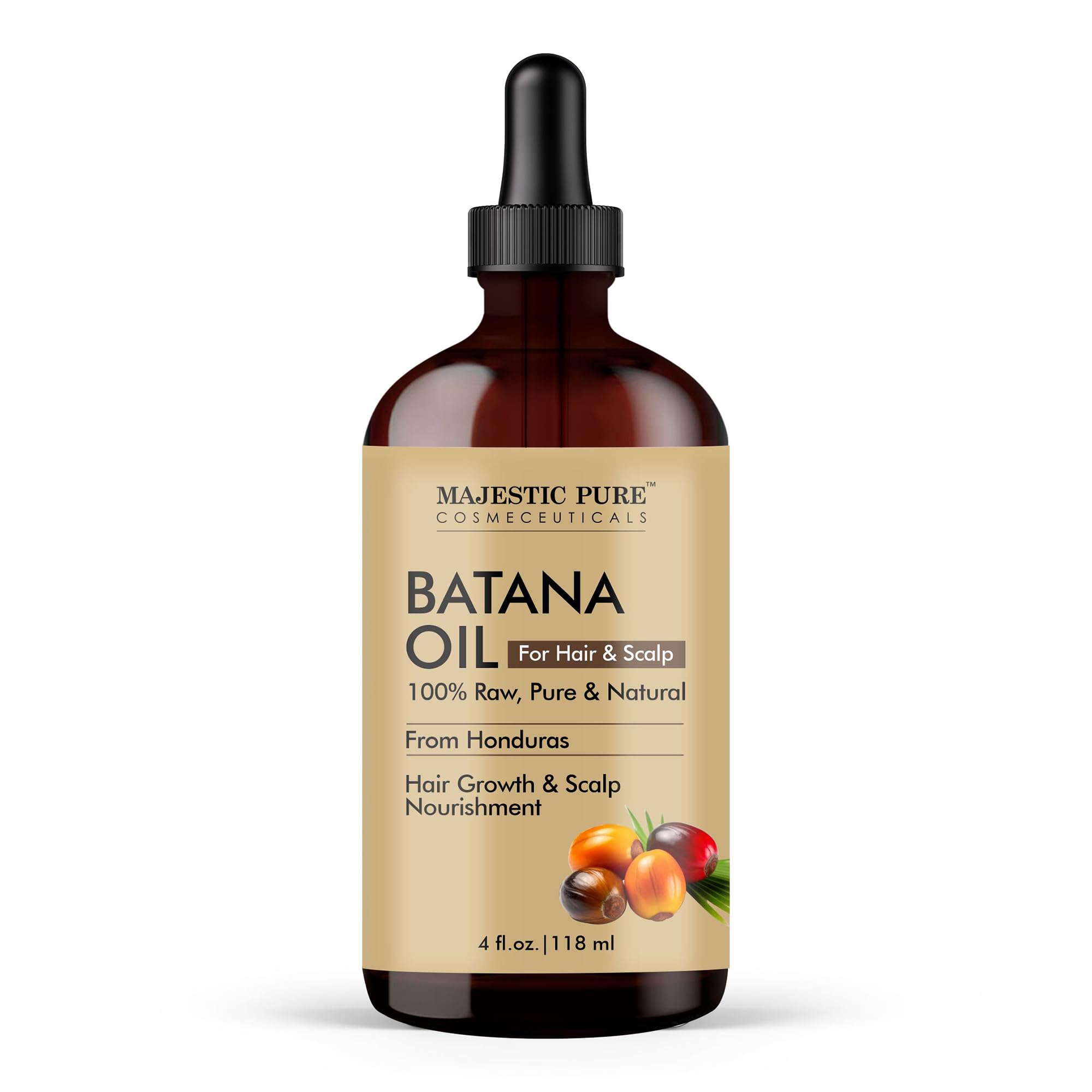 Majestic Pure Batana Oil For Hair Growth | Moisturizes Scalp & Hair | Nourishing & Volumizing | 100% Pure & Natural | Peta Certi