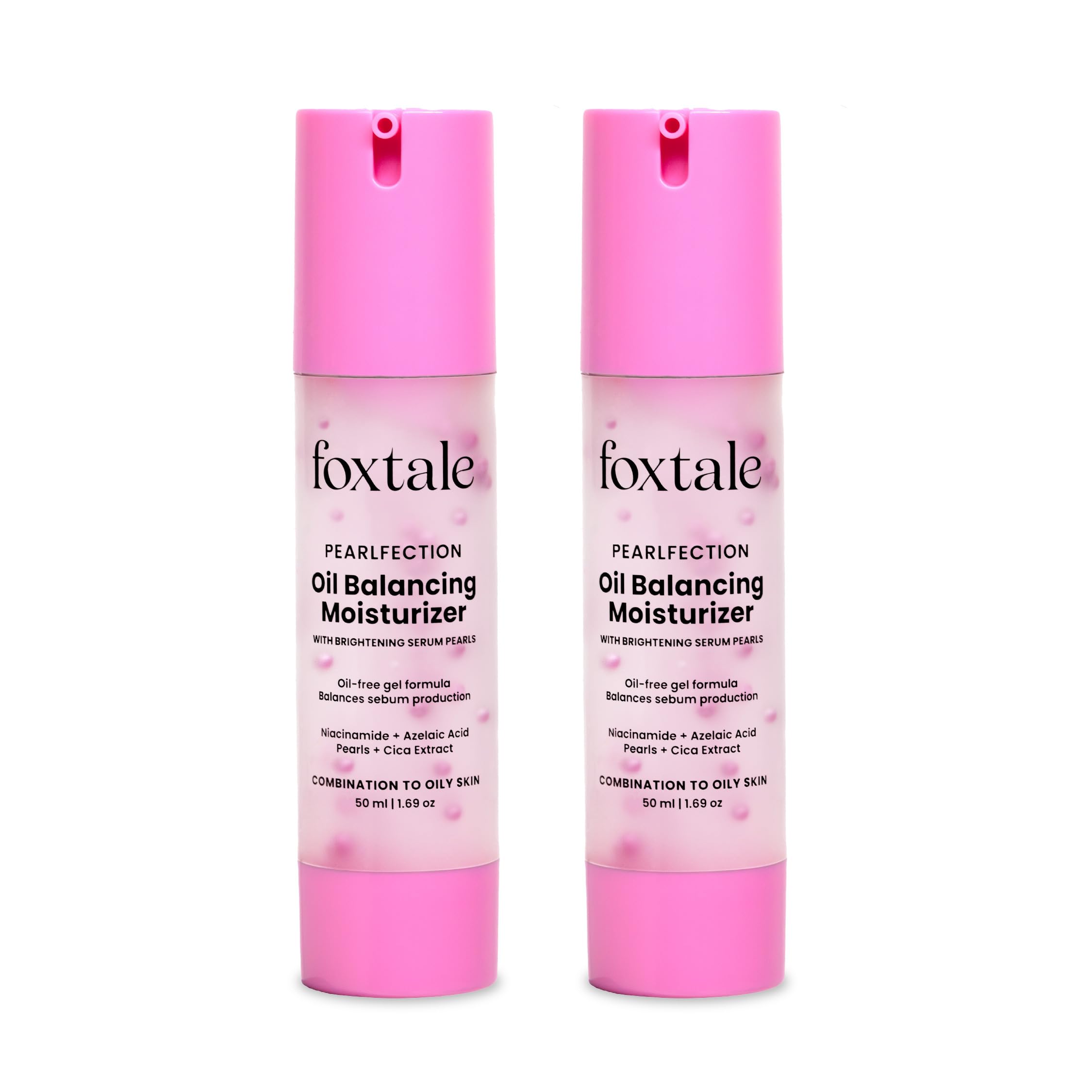 Foxtale OilBalancing Gel Moisturizer With Niacinamide, Azelaic Acid Pearls & Cica, 8+ Hours ShineFree Hydration, OilFree, Lig