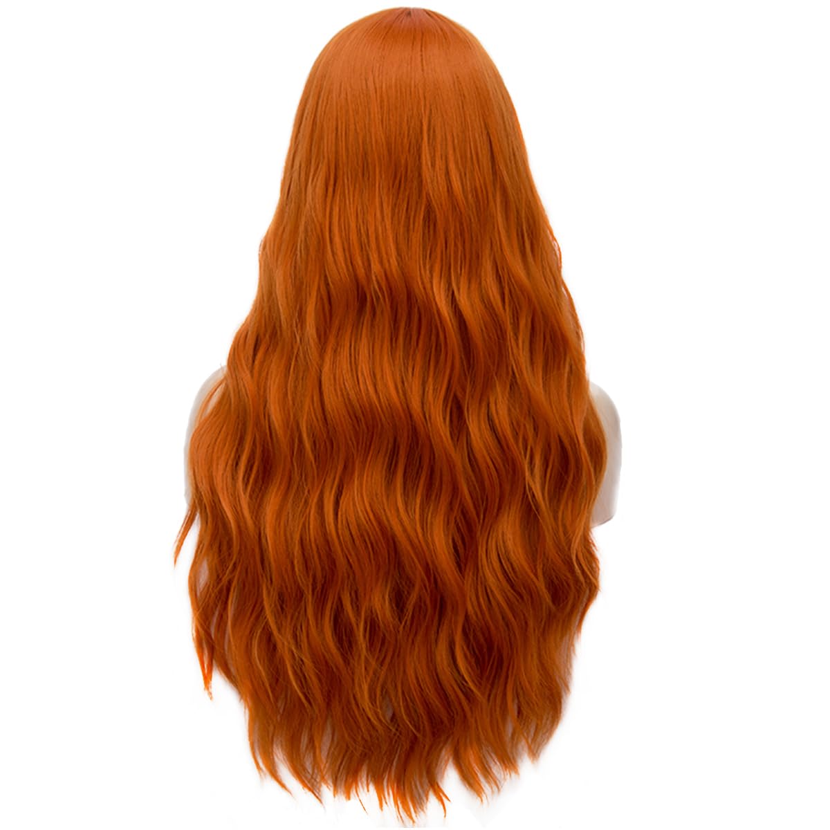 Pattnium 27 Inches Orange Wig Long Wavy Wig Dark Orange Wig For Women Girls Milddle Part Ginger Wig Heat Resistant Synthetic Hai
