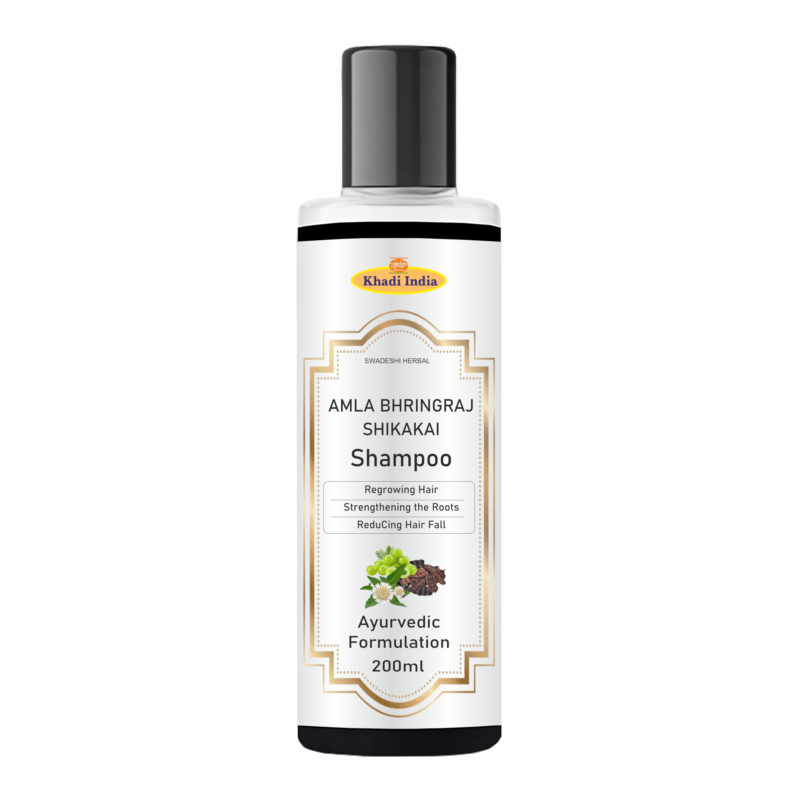 Khadi Amla Bhringraj Shikakai Shampoo - 100% Natural Ayurvedic Cleanser For Strong, Healthy Hair - Sulfate-Free, Paraben-Free - 