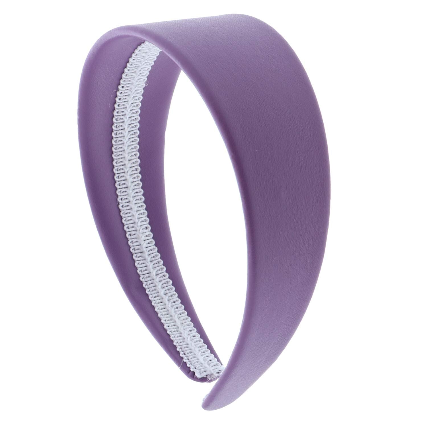 2 Inch Wide Leather Like Headband Solid Hair band for Women and Girls - Light Purple
