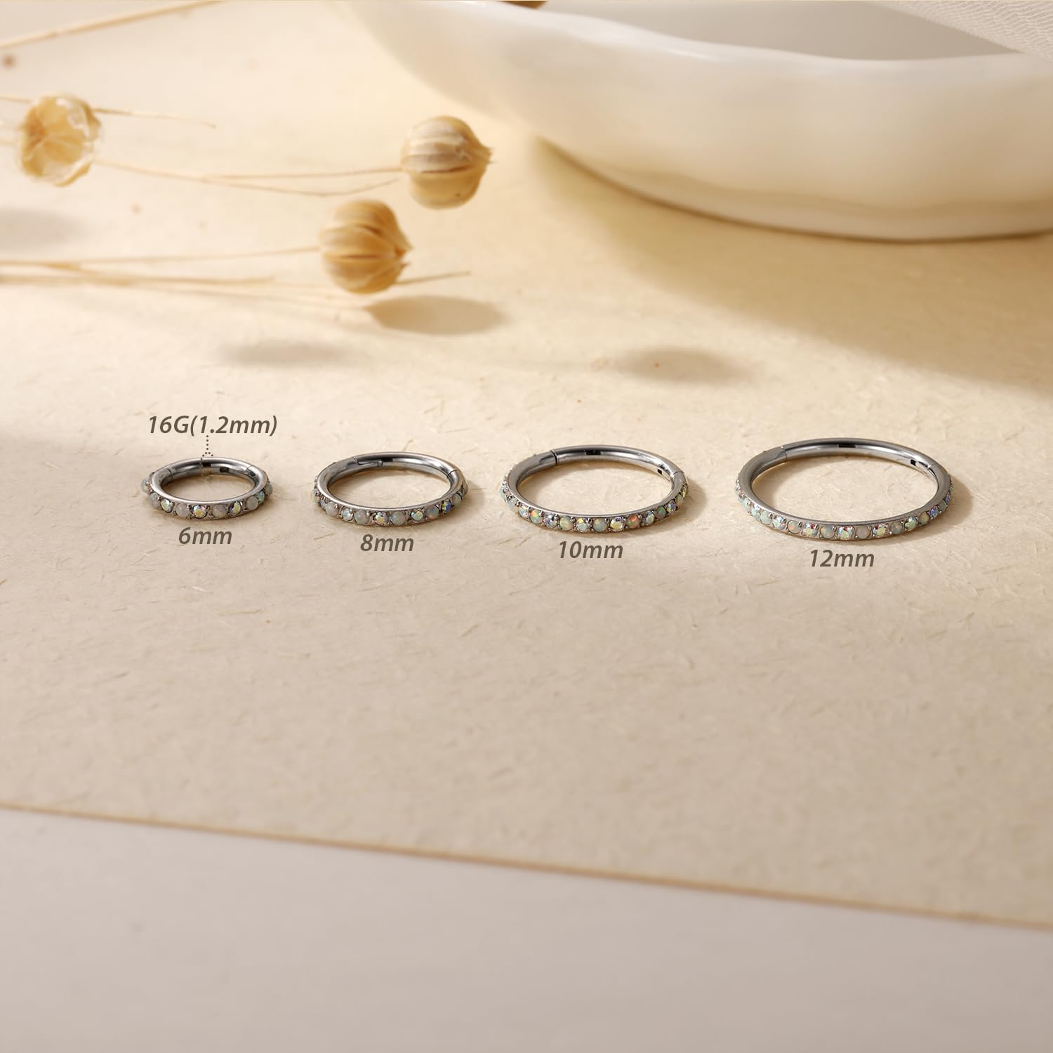 FUNLMO 16G Conch Piercing Jewelry Cartilage Lobe Earring Nose Rings Hoop Septum Jewerly Daith Tragus Rook Earring Silver 12mm