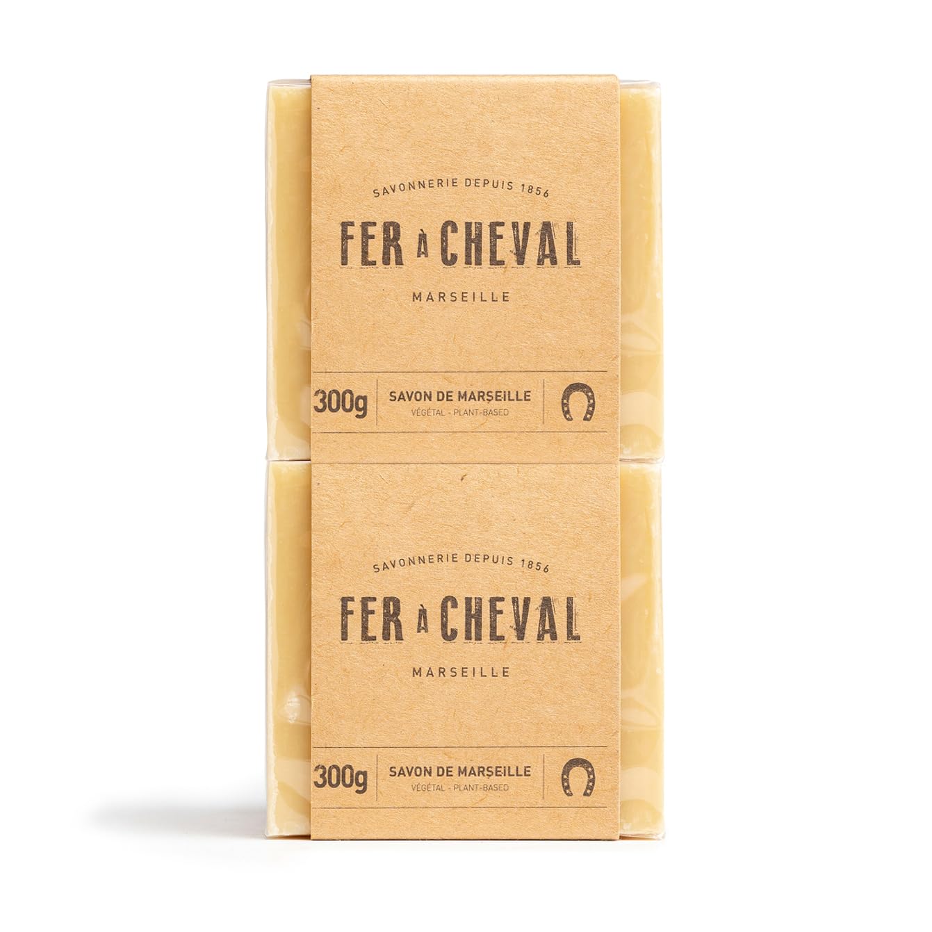 Fer  Cheval Savon de Marseille Vegetal Soap Cube 300 g/10.58 oz (2 Pack) - Traditional French Soap, Palm Oil Free, Mild Daily Cl