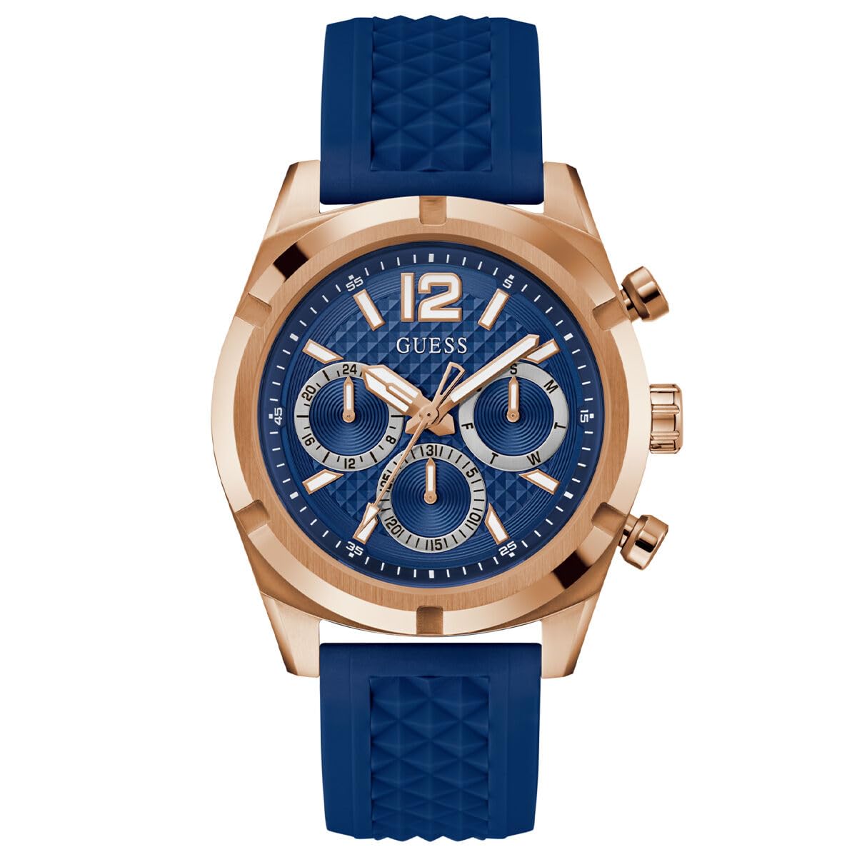 Guess Mens Silicone Analog Blue Dial WatchGw0729G3, Band Color:Blue