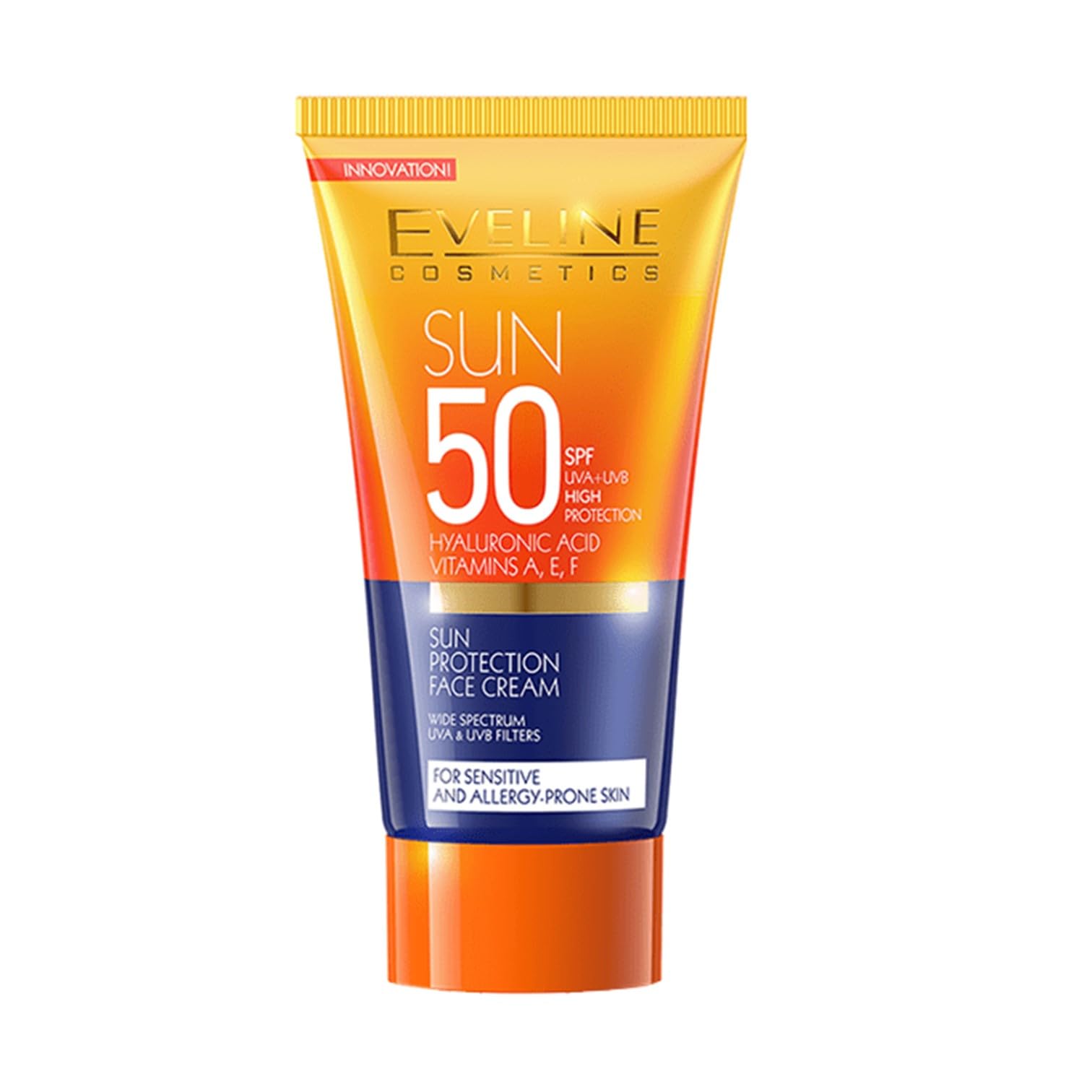 Eveline Cosmetics Sun Protection Face Cream SPF 50 UVA+UVB High Protection for Sensitive and AllergyProne Skin 1.76 Fl Oz (50 m