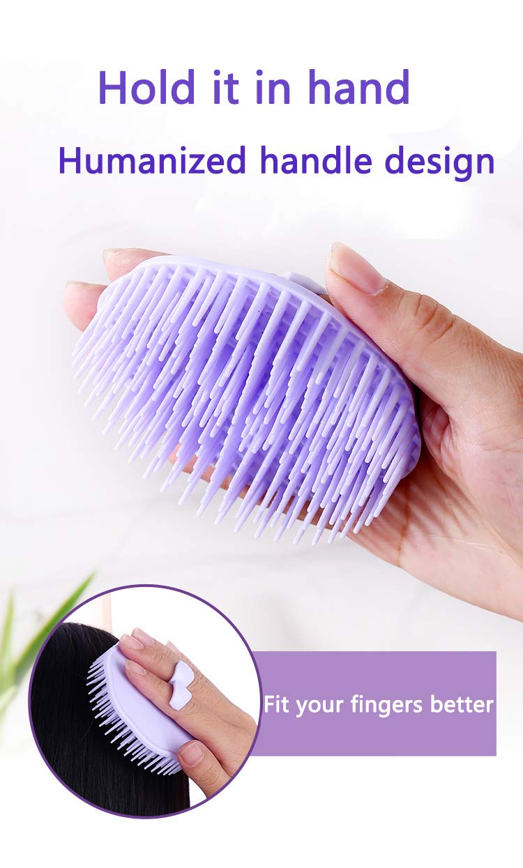 Hair Scalp Brush Dandruff Cleaning Brush Shower Scalp Shampoo Brush Scalp Massager Pack Of 2 (Orange And Violet)