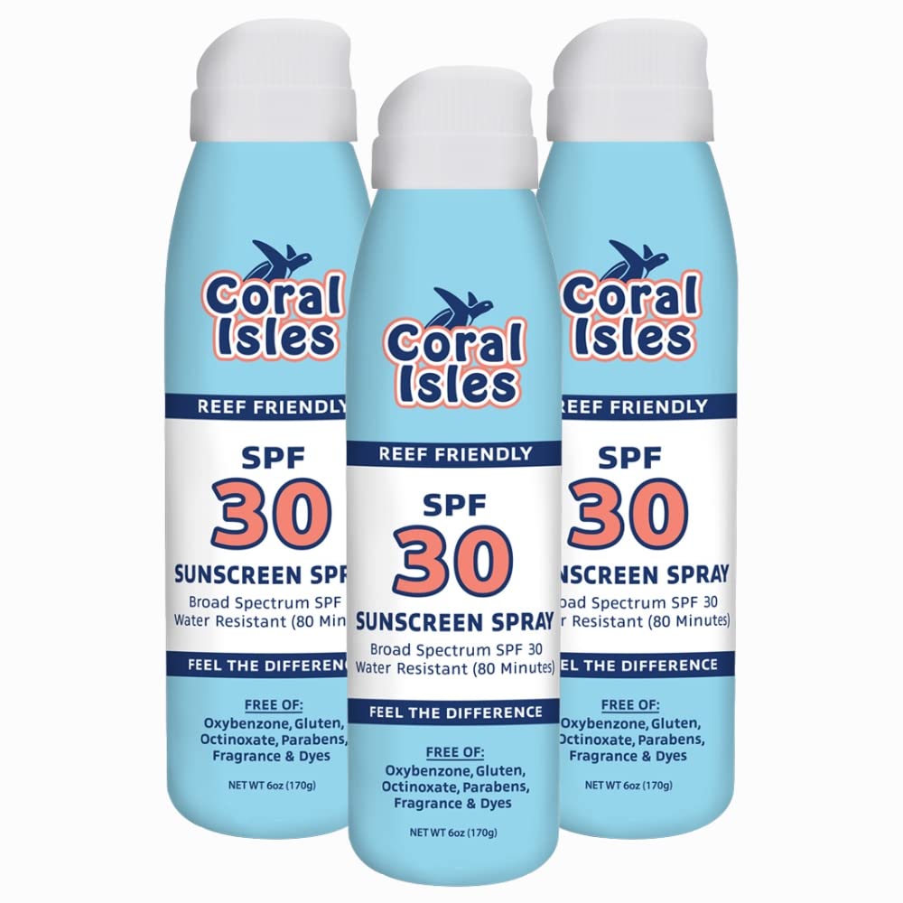 Coral Isles Sunscreen Spray Spf 30 - Broad Spectrum Uva/Uvb Protection - Hawaii 104 Reef Act Compliant (Oxybenzone & Octinoxate