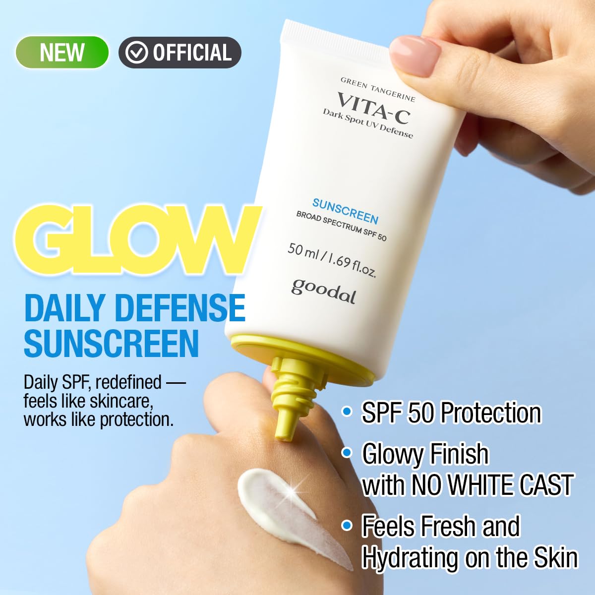 Goodal Green Tangerine Vita-C Dark Spot UV Defense Sunscreen SPF 50, Daily Skin Care Korean Sunscreen for Face, Broad spectrum,
