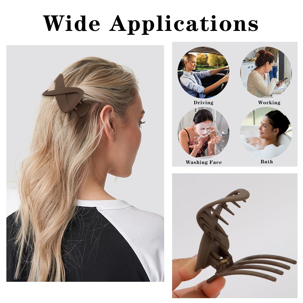 Ahoney 3.3'' Flat Hair Clips For Women, 4Pcs Lay Down Claw Clips For Thick/Thin Hair Banana Clip French Hair Pin Hair Barrettes