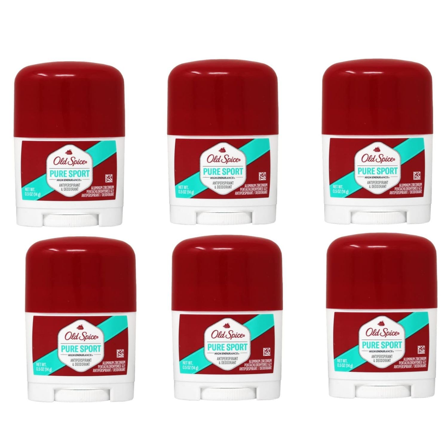 Old Spice High Endurance Antiperspirant Deodorant, Pure Sport, Travel Size 0.5 Ounce (Pack Of 6)