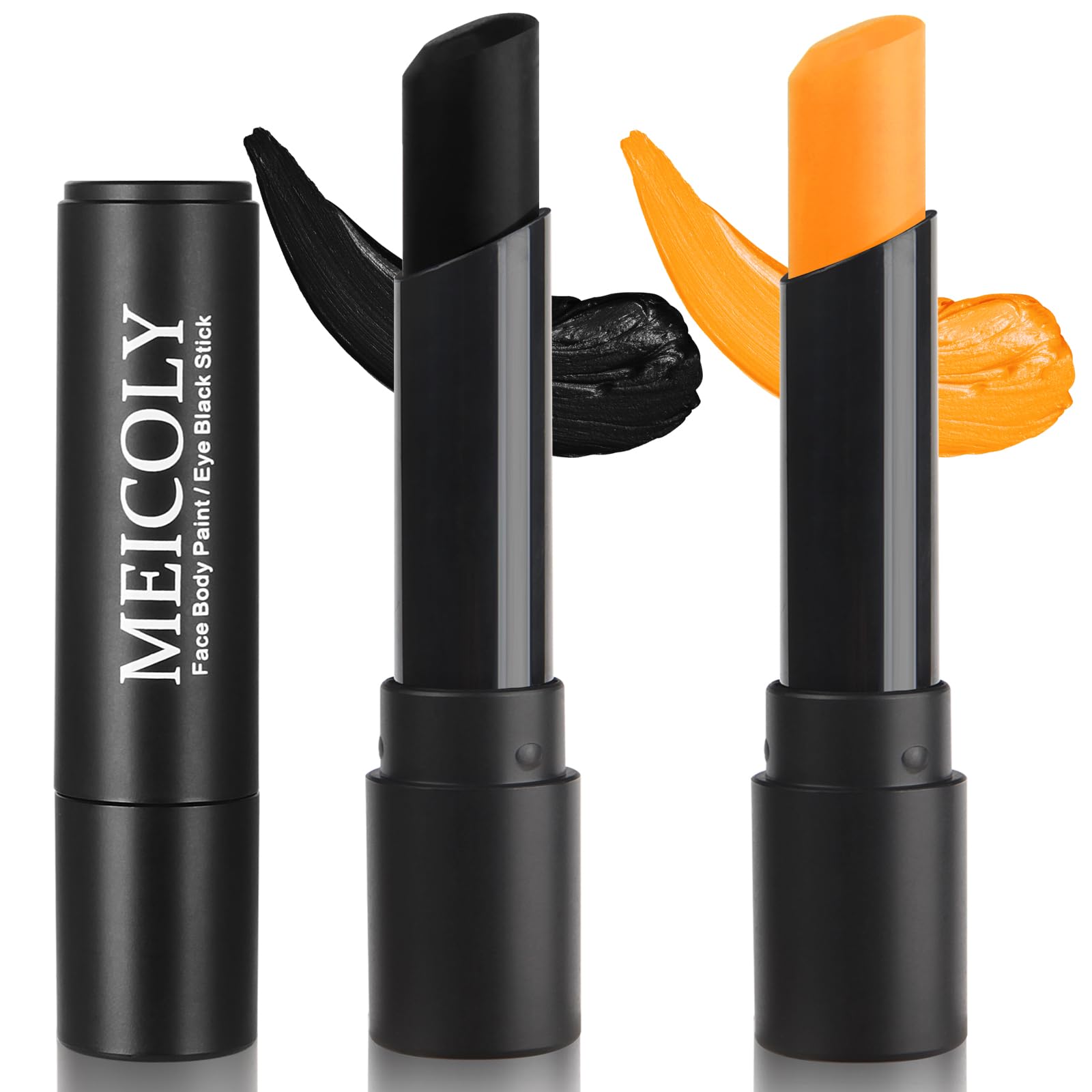 Meicoly Orange And Black Eye Black Stick,Waterproof Eye Black Baseball/Softball/Football/Lacrosse,Black Face Body Paint For Hall