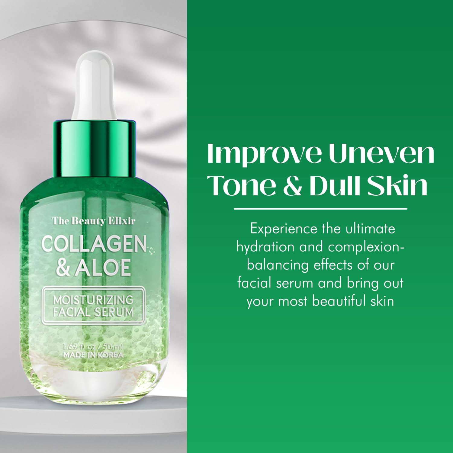 Aloe & Collagen Serum For Face - Anti Aging, Skin Tightening & Hydrating - Infused With Hyaluronic, Glycerin, And Turmeric - Kor