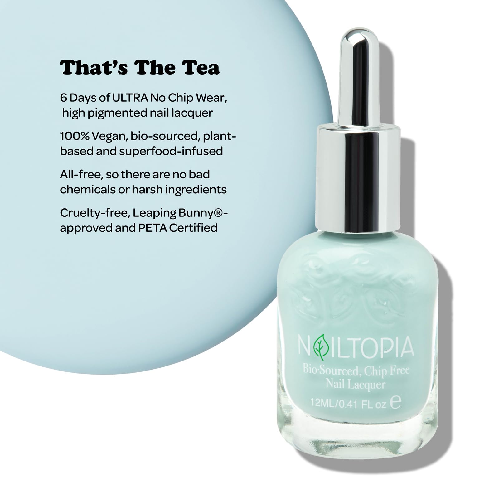 Nailtopia - Plant-Based Chip Free Nail Lacquer - Non Toxic, Bio-Sourced, Long-Lasting, Strengthening Polish - That's The Tea (Ic