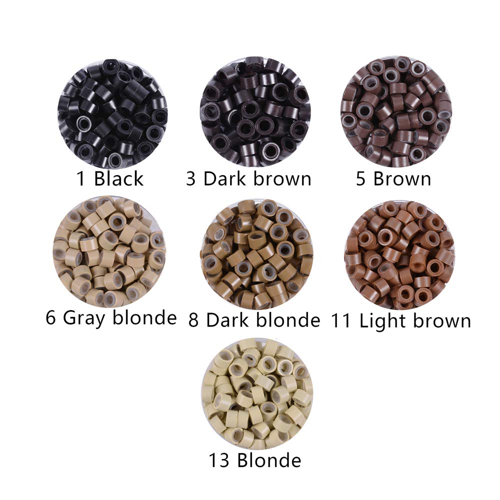 500 Pieces Micro Silicone Rings Hair Extensions Kit I-Tip Hair Pliers Micro Pulling Hook Needle Loop Threader And Micro Silicone