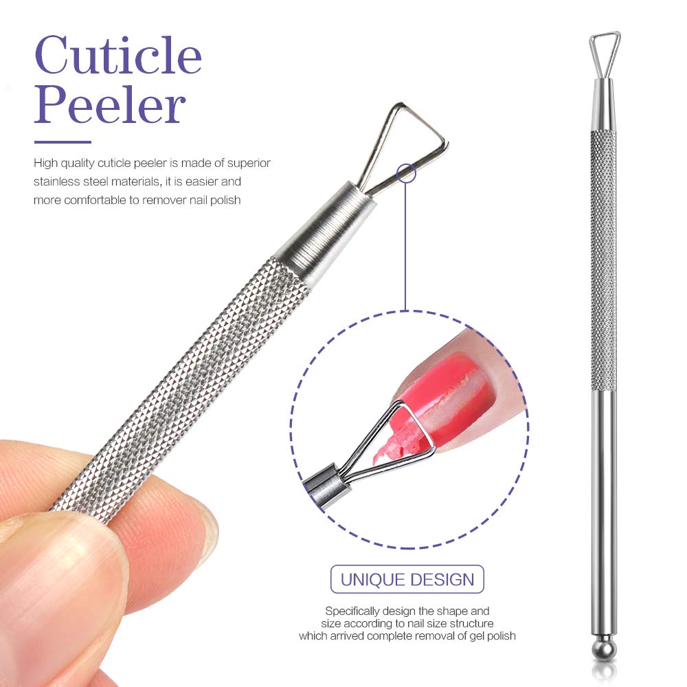 Teenitor Nail Polish Gel Remover Tools Kit With Nail Clips Nail Remover Pads Cuticle Pusher Nail Brushes Nail File Grits 120/180