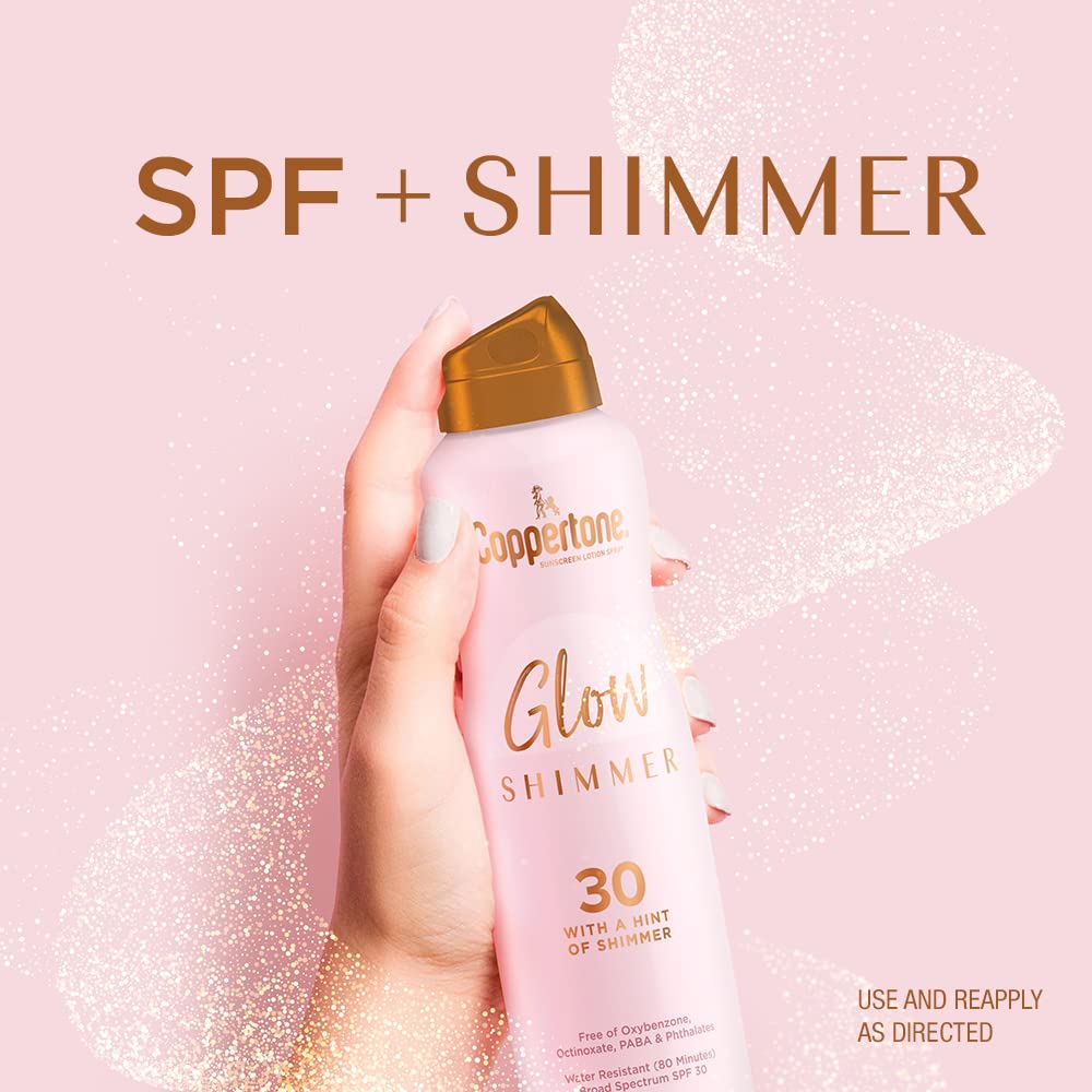 Coppertone Glow With Shimmer Spray Sunscreen, Broad Spectrum Spf 30 Sunscreen, 5 Oz, Pack Of 2