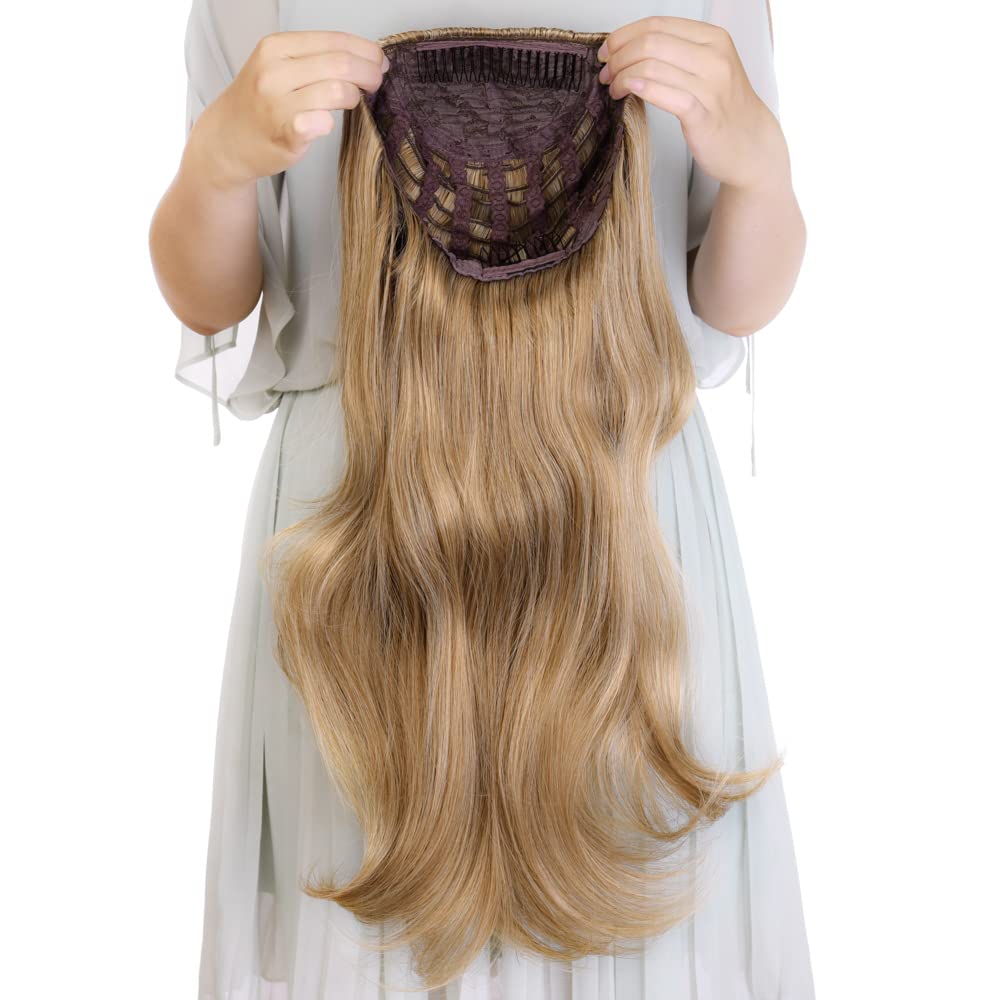 24'' Long Wavy Clip in Half Head Tied Wig Premium Japanese Synthetic Kanekalon fibers Hair Extensions For Women 210g 2#