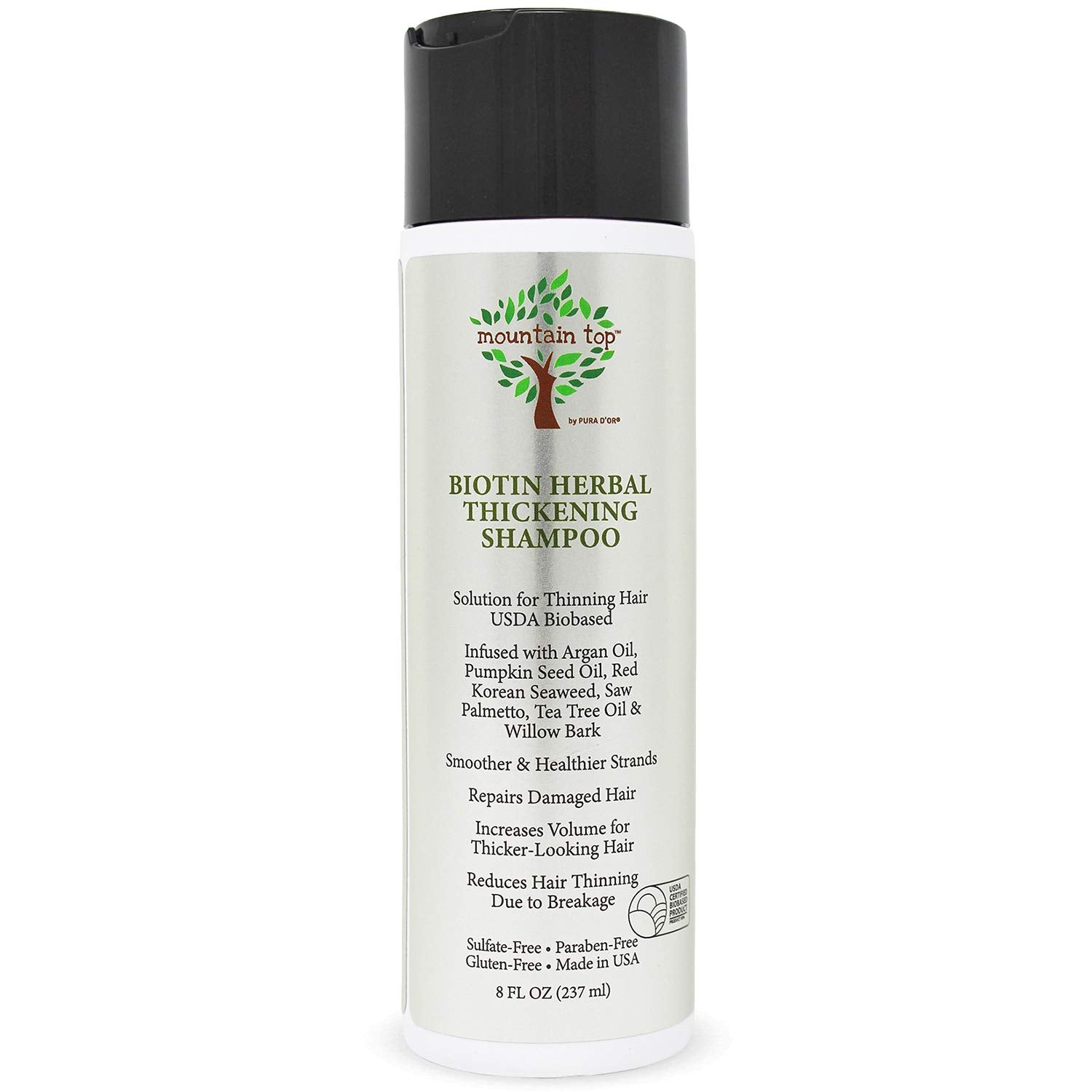 Mountain Top Biotin Herbal Thickening Shampoo (8Oz 273Ml) With Argan Oil, Pumpkin Seed Oil, Red Korean Seaweed, Saw Palmetto, Te