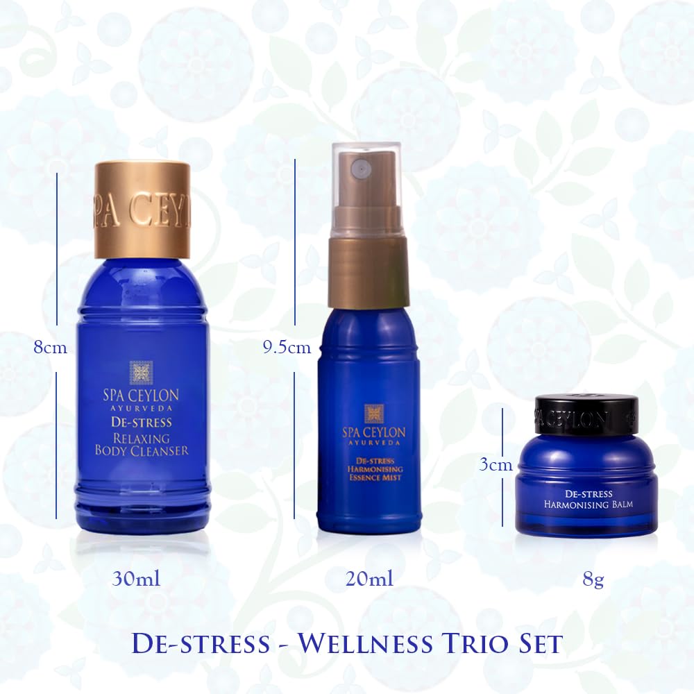 SPA CEYLON De-Stress Wellness Trio Set | Holistic Spa Essentials for Calming Skin Care | Spa Gift Baskets | Natural Ingredients
