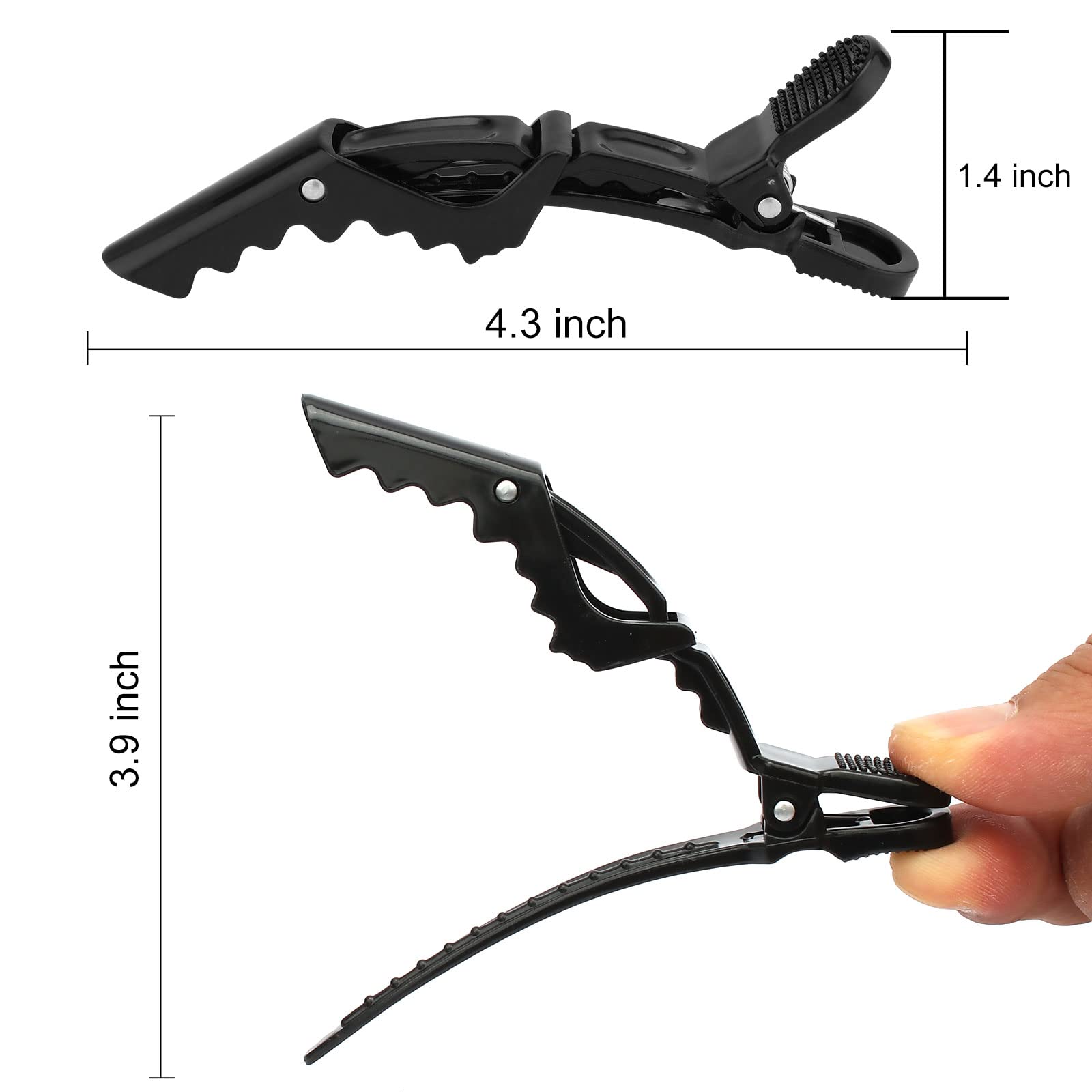 Ondder 14 Pack Alligator Hair Clips for Styling Sectioning, Black Salon Pro Hair Clips for Barber Clips for Hair Coloring, Cutti