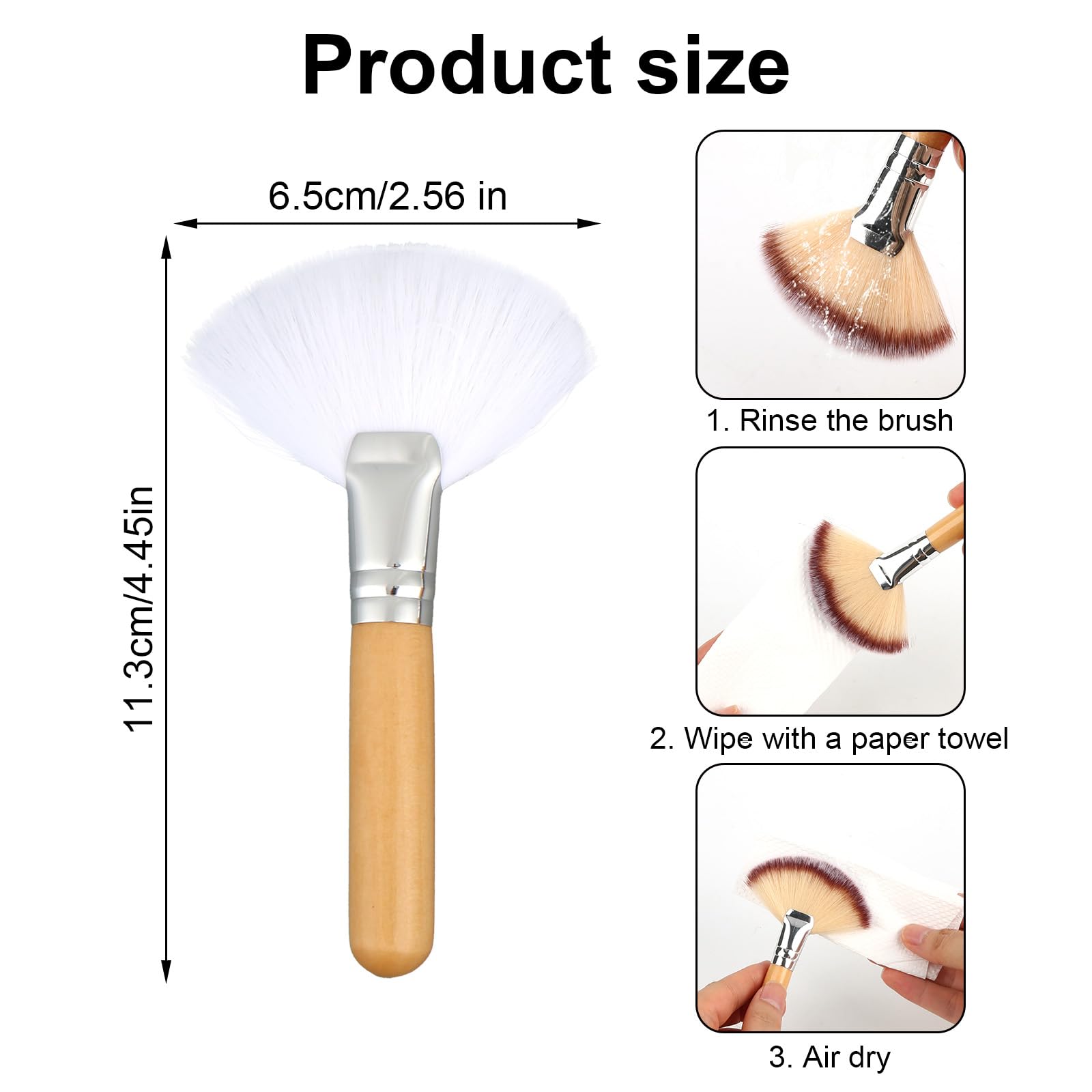 4pcs Facial Fan Brush, Soft Fluffy Fan Makeup Brush for Highlighter Blush Esthetician Facial Makeup Tool for Women