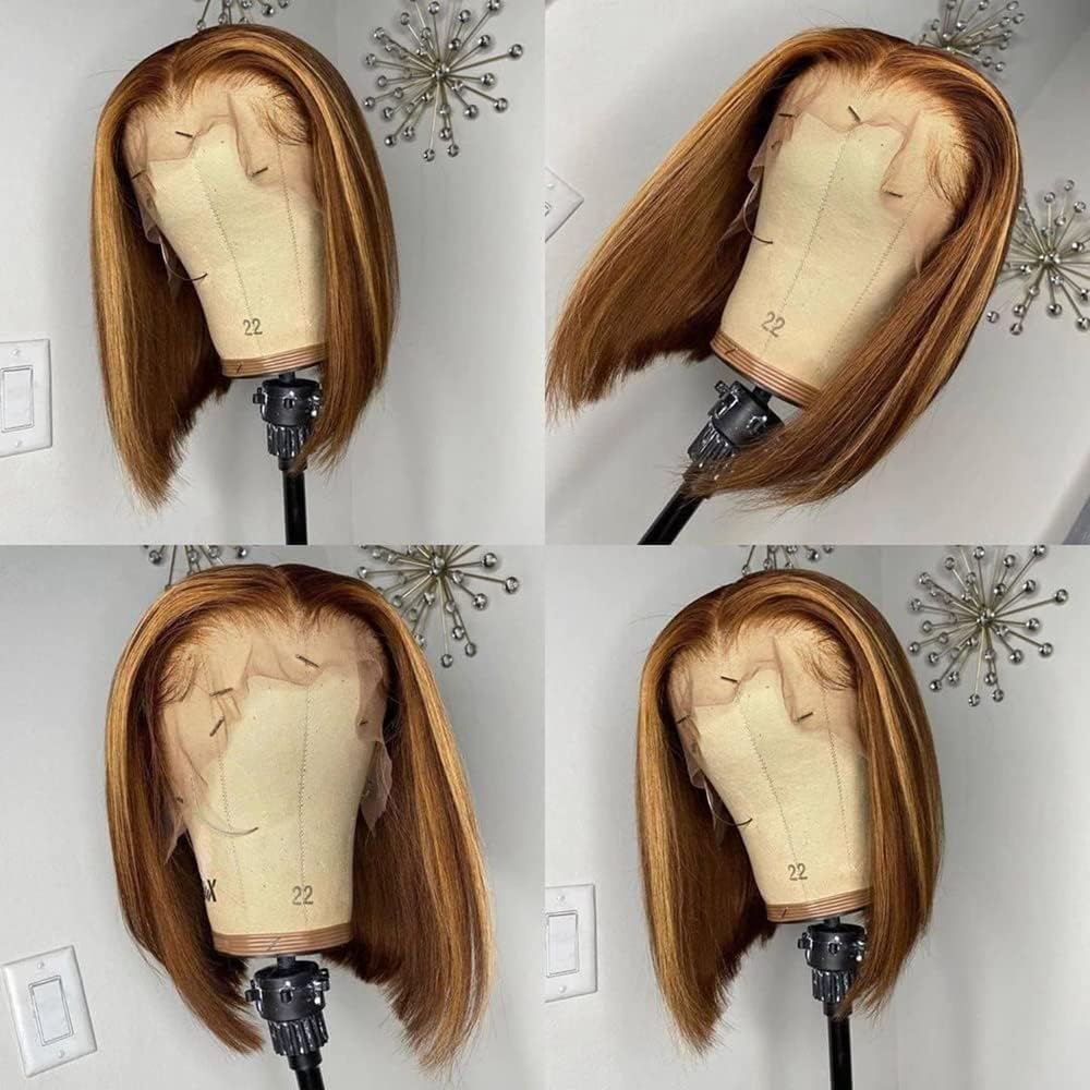 4/27 Highlight Bob Wig Human Hair 13X4 Highlight Bob Lace Front Wigs Human Hair Wear And Go Glueless Wig Human Hair Pre Plucked