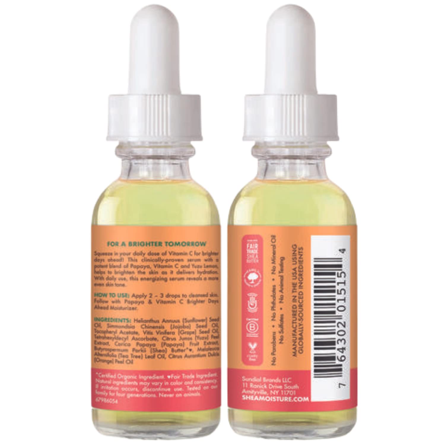 SheaMoisture Papaya & Vitamin C Face Serum, Brighter Days Ahead 2-Pack - For All Skin Types, Even Skin Tone, Glow Up Essentials,