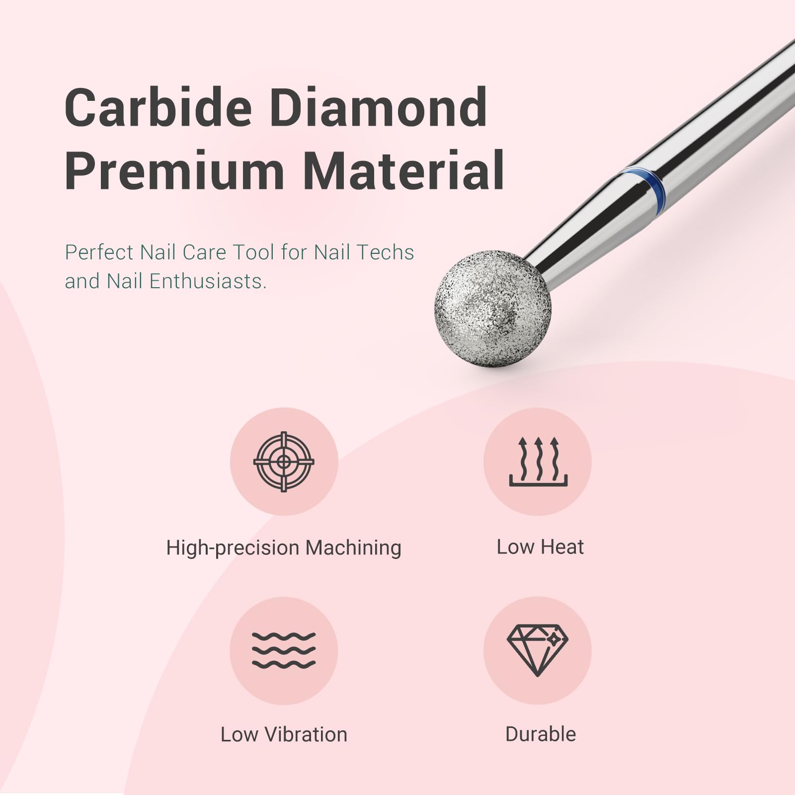 Melodysusie 4Mm Ball Shape Cuticle Clean Nail Drill Bit 3/32 ' ', Professional Safety Carbide Diamond Under Nail Cleaner For Cut