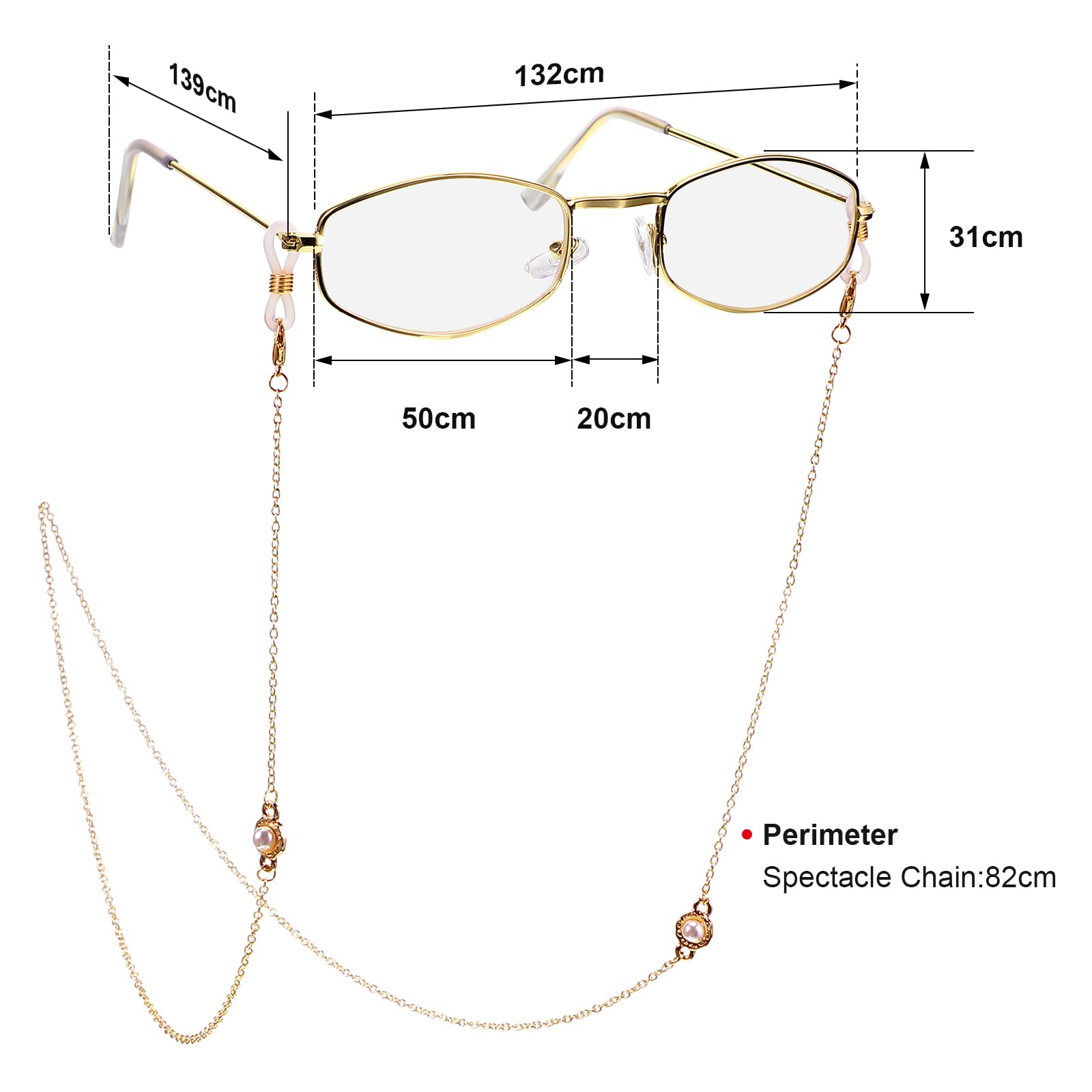 BBTO Old Lady Cosplay Set Grandma Gray Wig for Kids Women Walking Cane Glasses Chain Cords Faux Pearl Bead Necklace