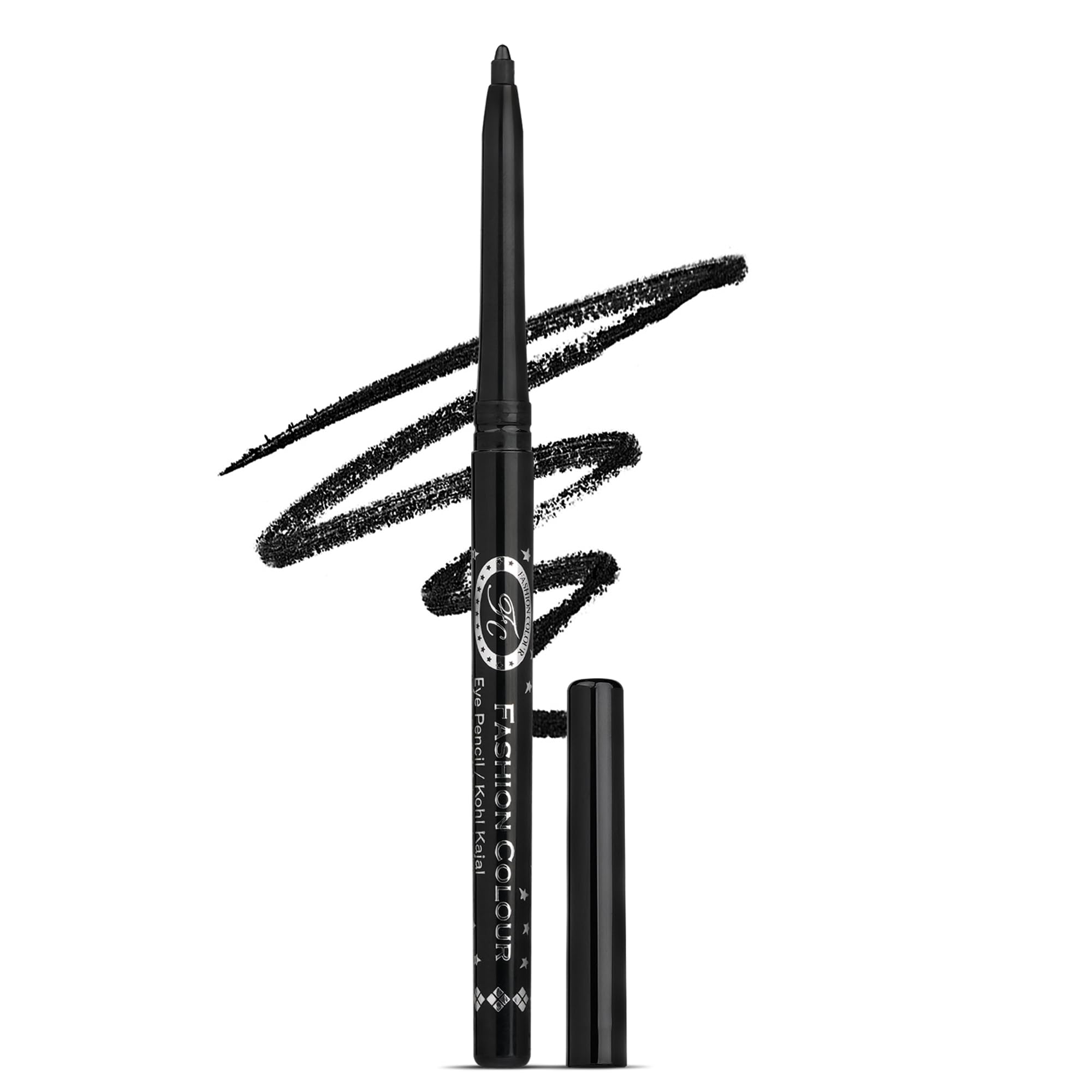 Fashion Colour Intense Kajal Eyeliner, Waterproof Smudge Proof Kohl Pencil, 12+ Hour Long Stay, Deep Black Eye Liner For Waterli