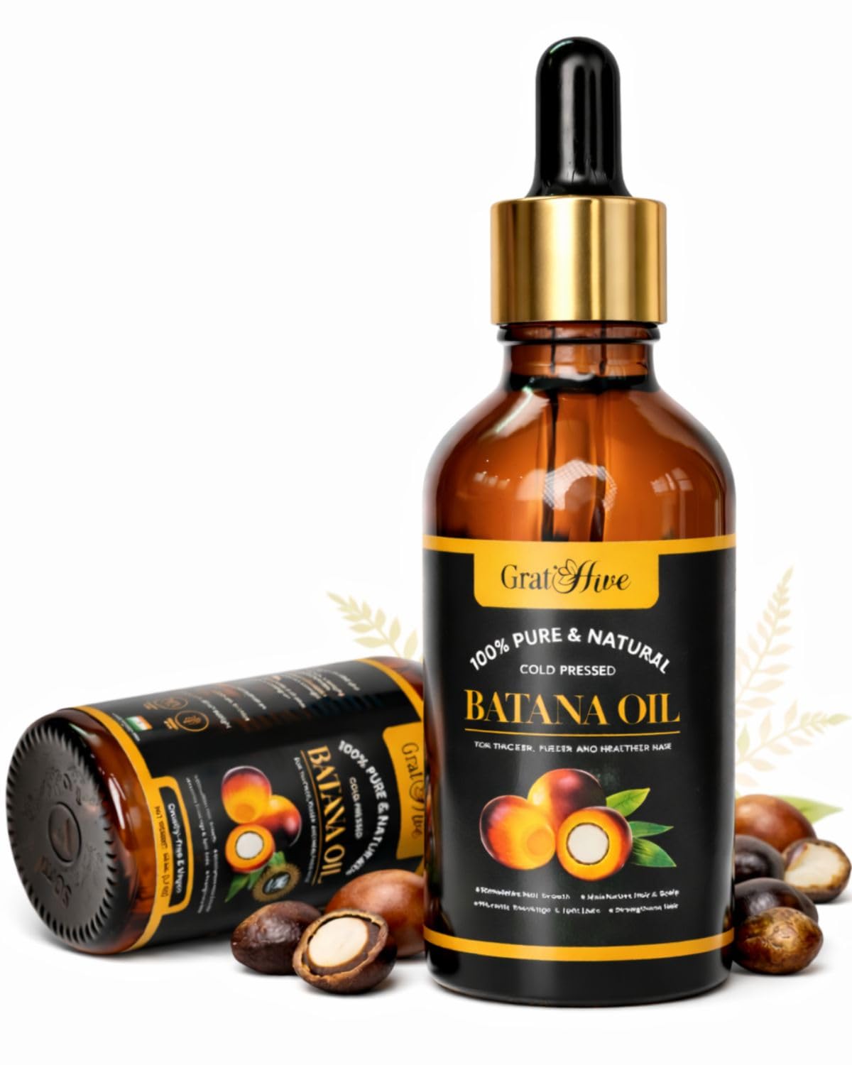 GratiHive 100% Pure Batana Oil for Hair Growth  Unrefined & Cold Pressed Batana Natural Hair Growth Oil | Strengthens, Repairs 